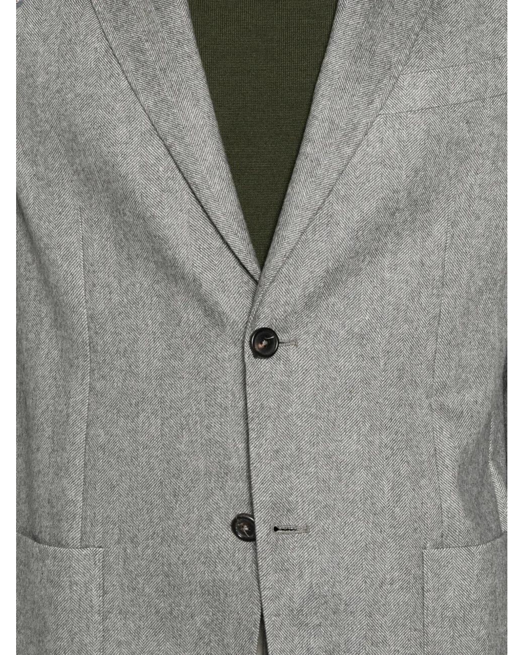 Corneliani Gray Whisper Herringbone Blazer for men