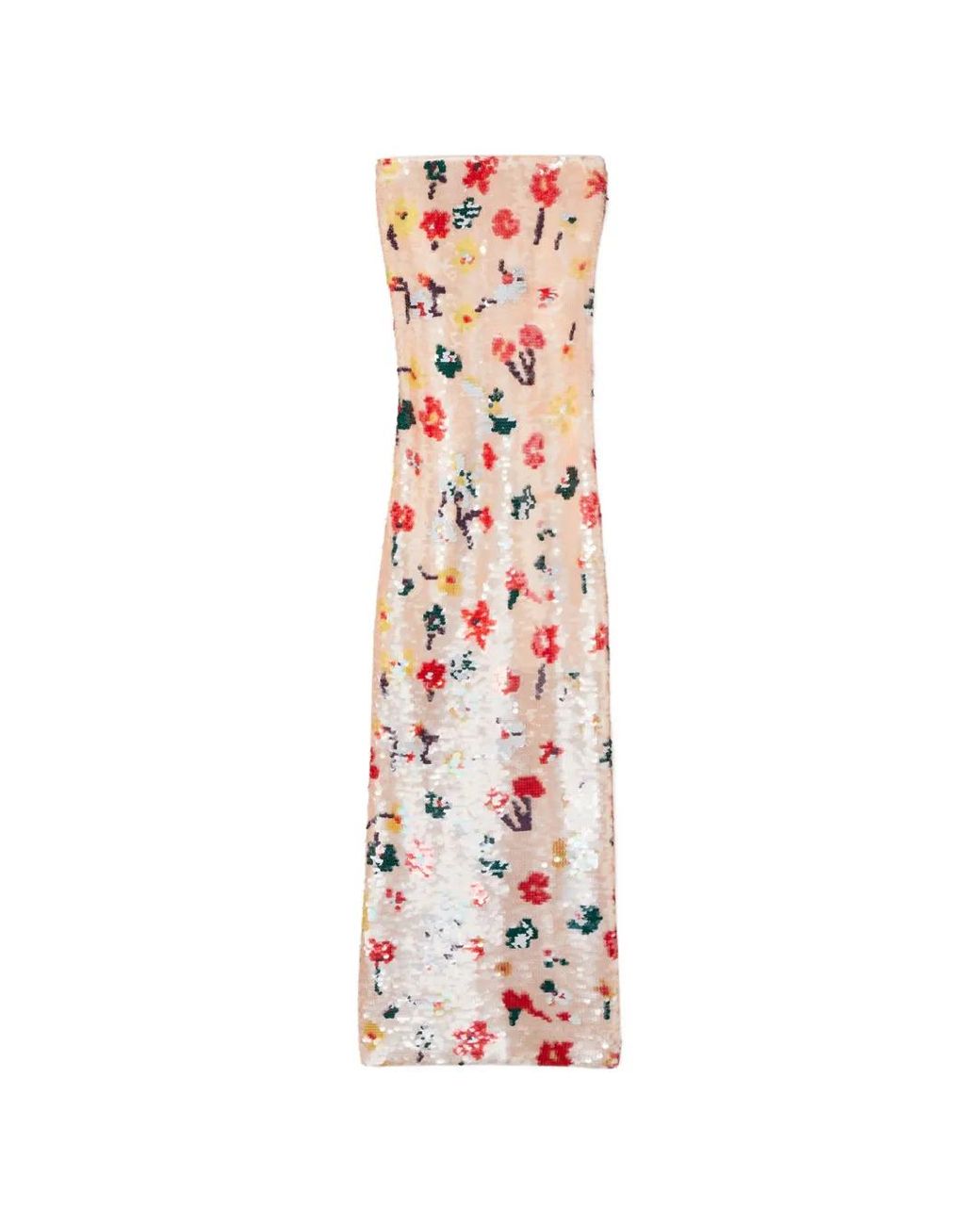 Tory Burch White Strapless Sequin Dress