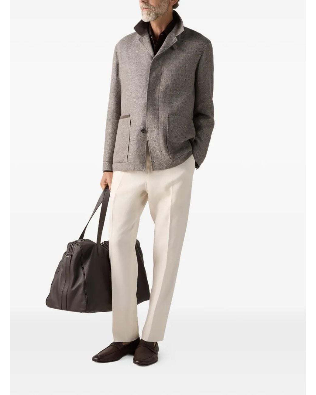 Zegna Gray Patch Pocket Chore Jacket for men