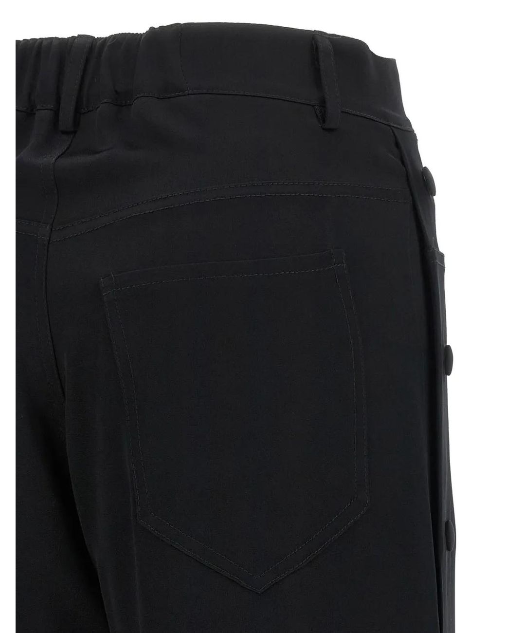 DI.LA3 PARI' Black Pantalon Ample À Boutons Décoratifs