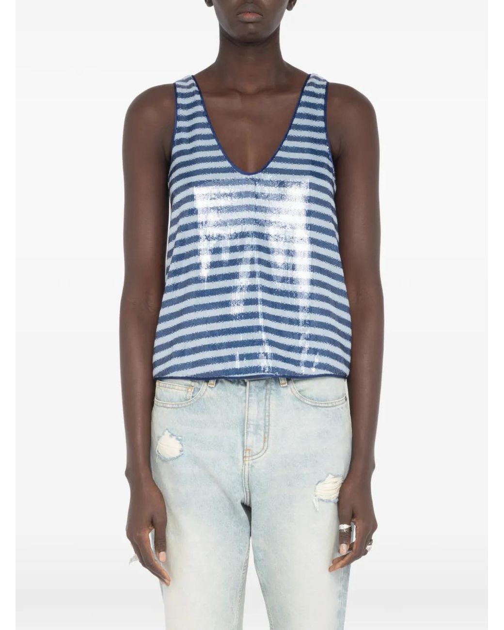 Zadig & Voltaire Blue Tarys Sequin Tank Top