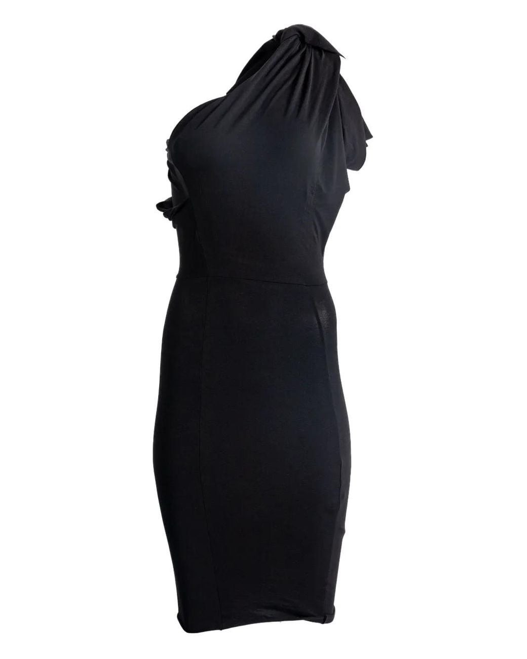 Rick Owens Blue Draped One-Shoulder Midi Dress
