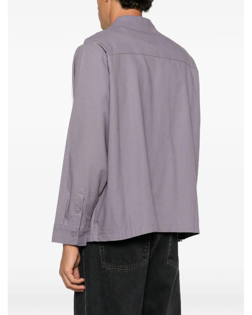Kidsuper Purple Face-Patchwork Camp-Collar Shirt for men