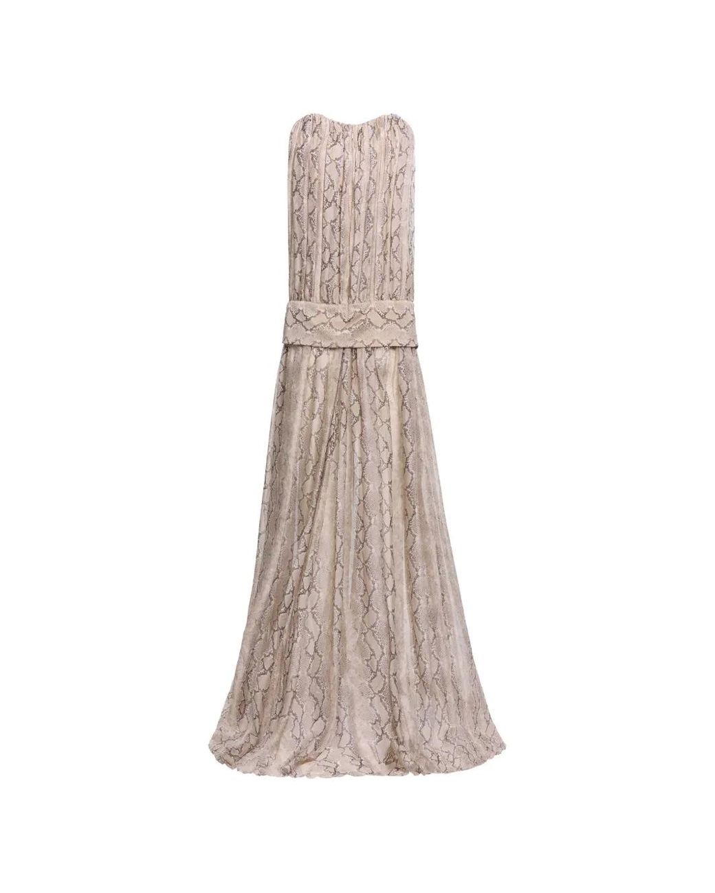 Elie Saab Natural Seiden-Maxikleid Mit Python-Print