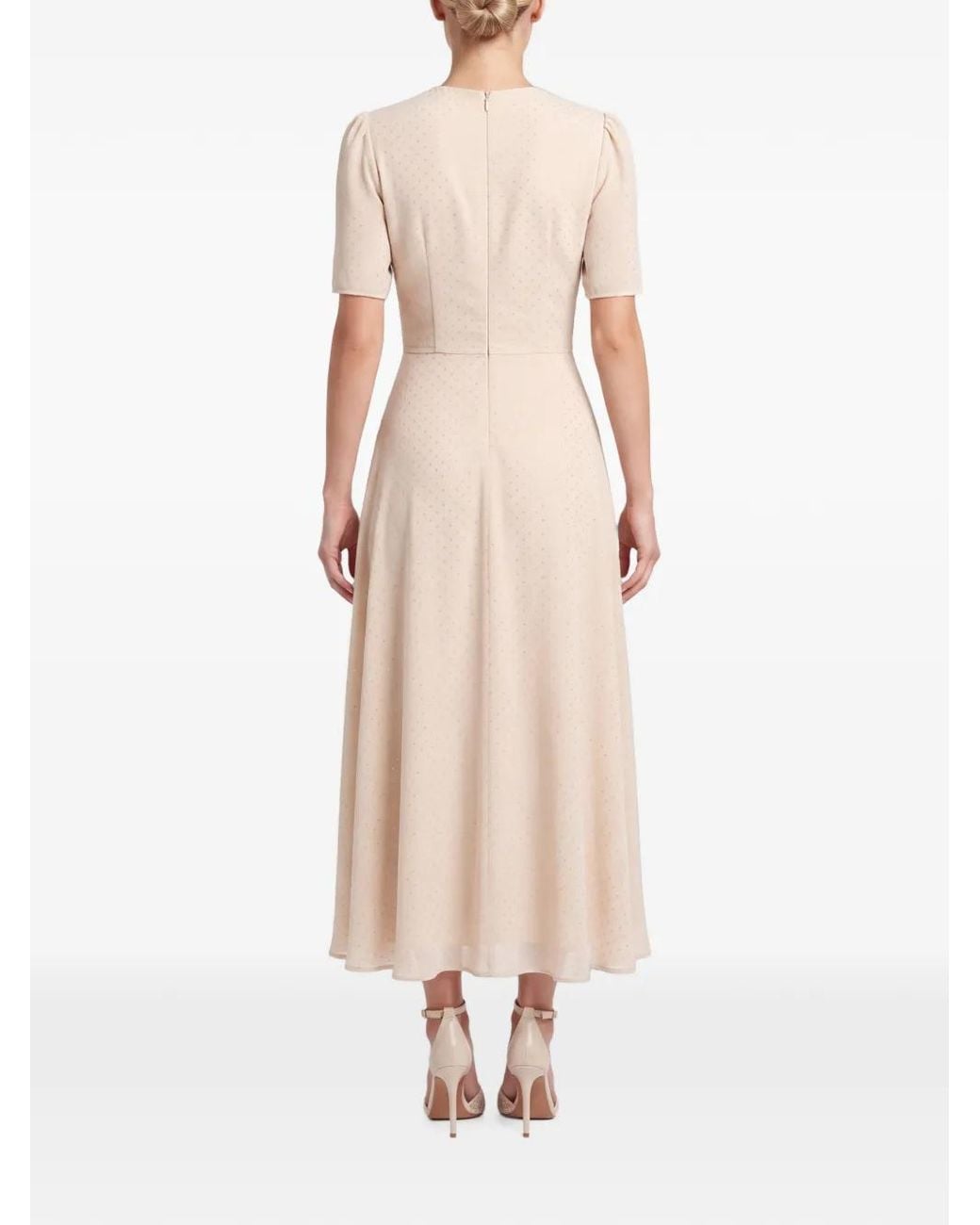 POST MERIDIEM Natural Rhinestone-Embellished Midi Dress
