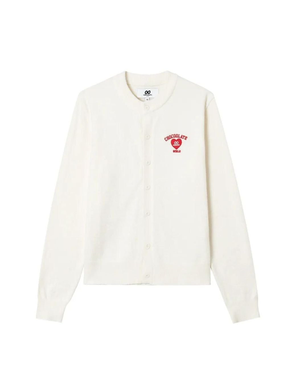 Chocoolate White Logo-Embroidered Knit Cardigan
