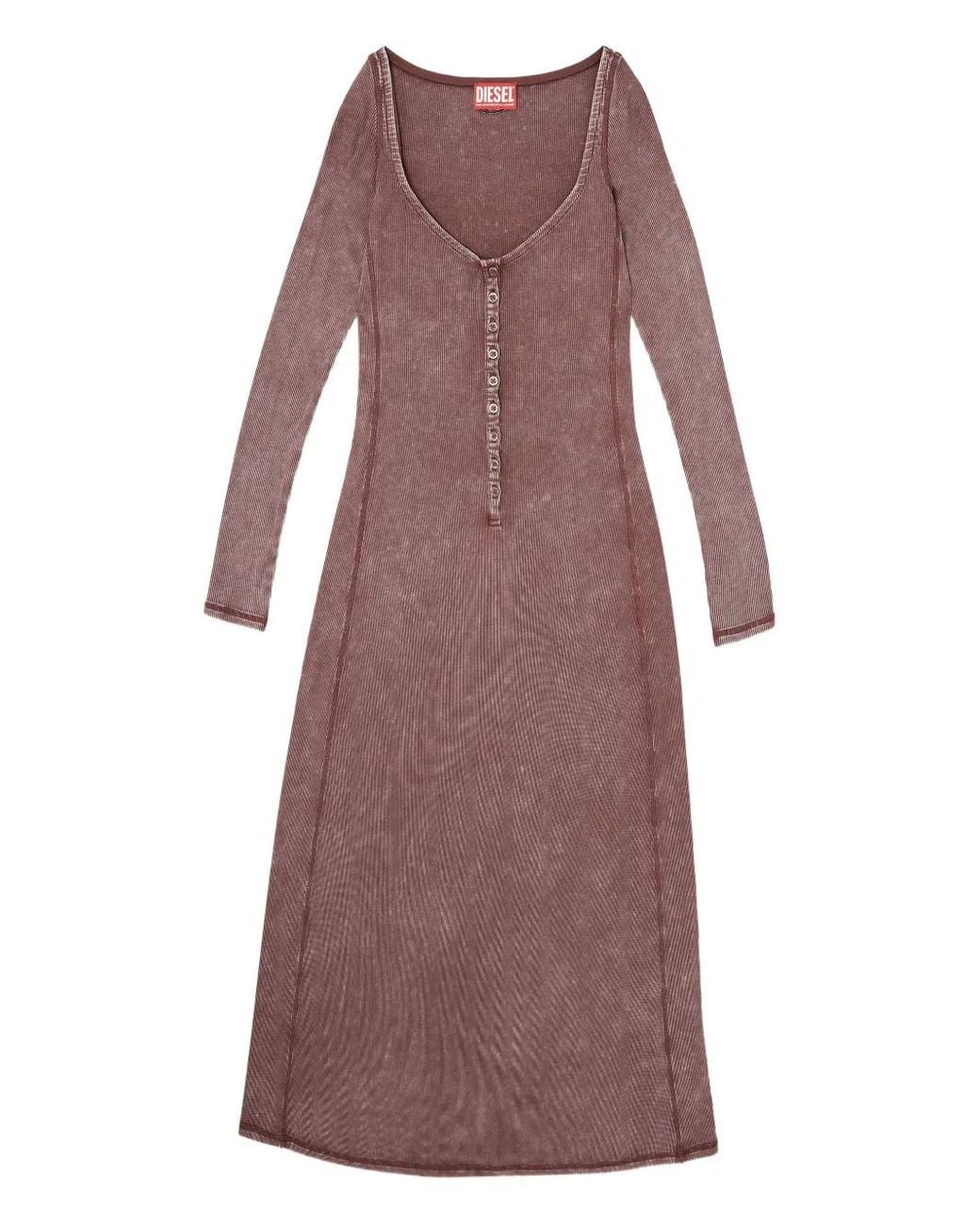 DIESEL Purple Midi D-Ley Ribbed Buttoned Dress