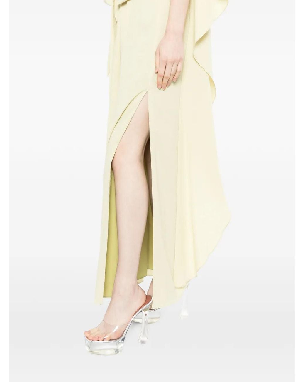 Amsale White Pebble Crepe Maxi Dress