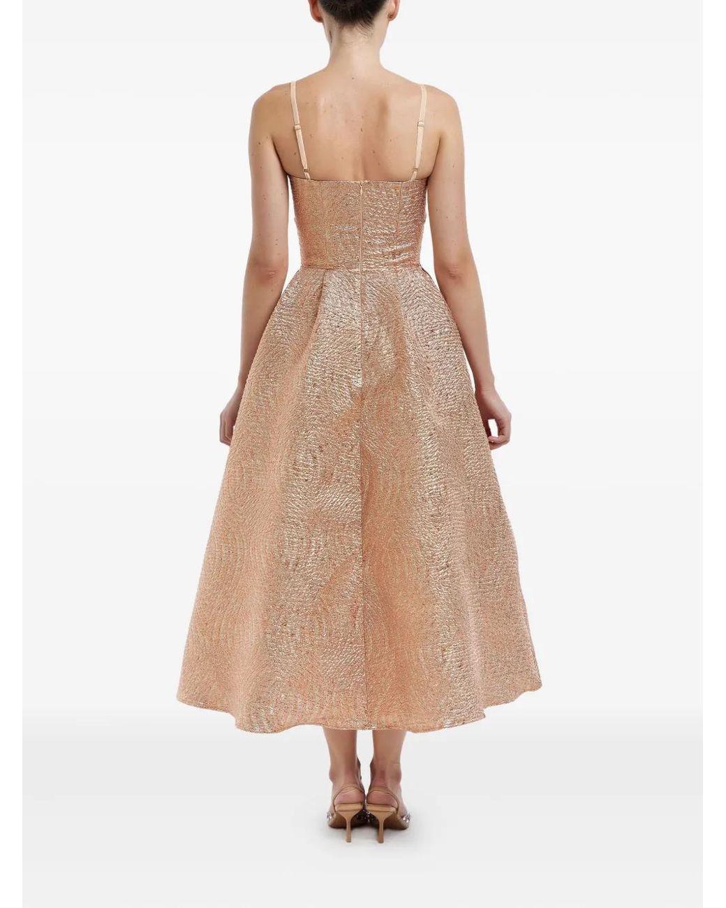 POST MERIDIEM Natural Jacquard Corset-Bustier Midi Dress