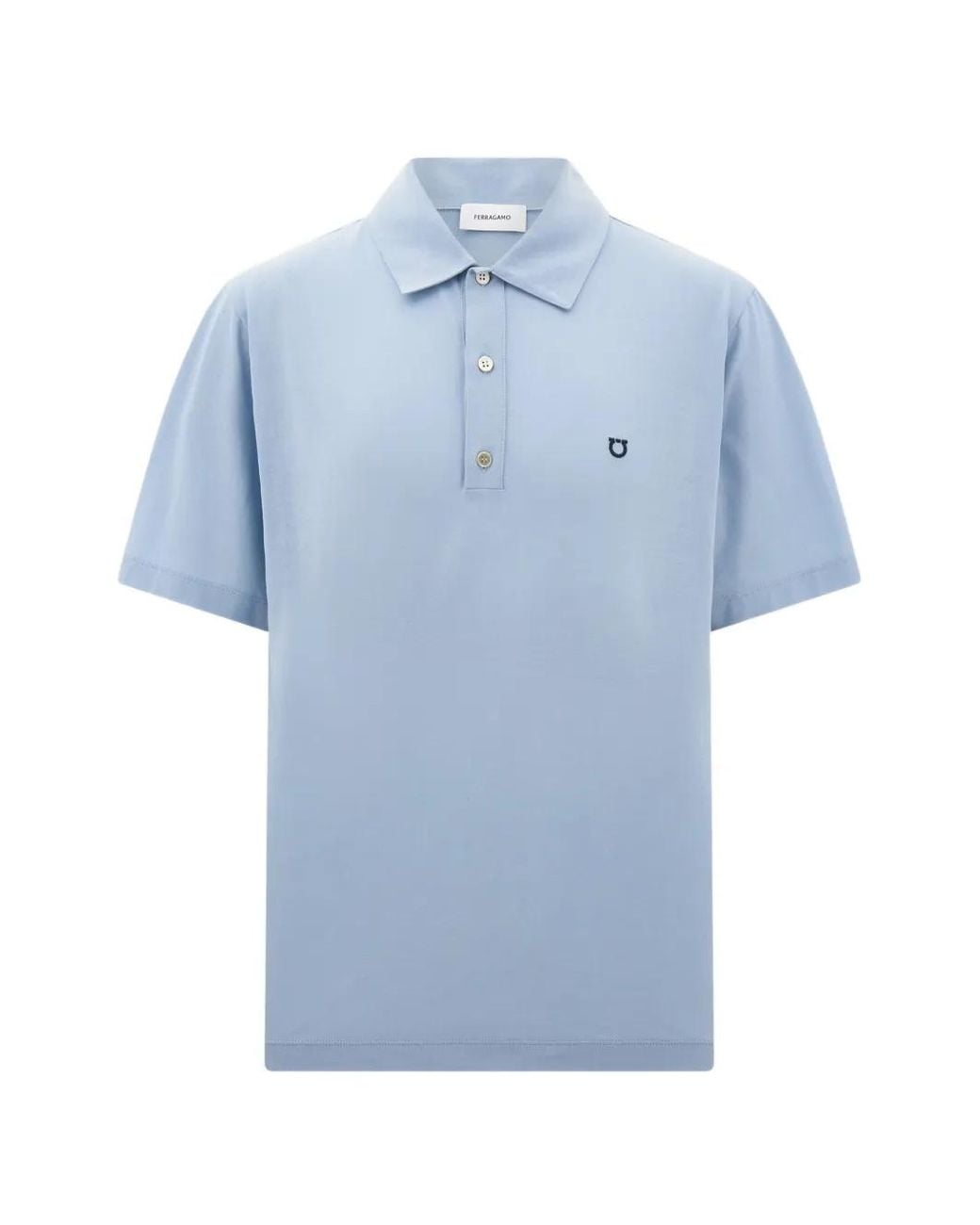 Ferragamo Blue Short Sleeve Jersey Polo for men