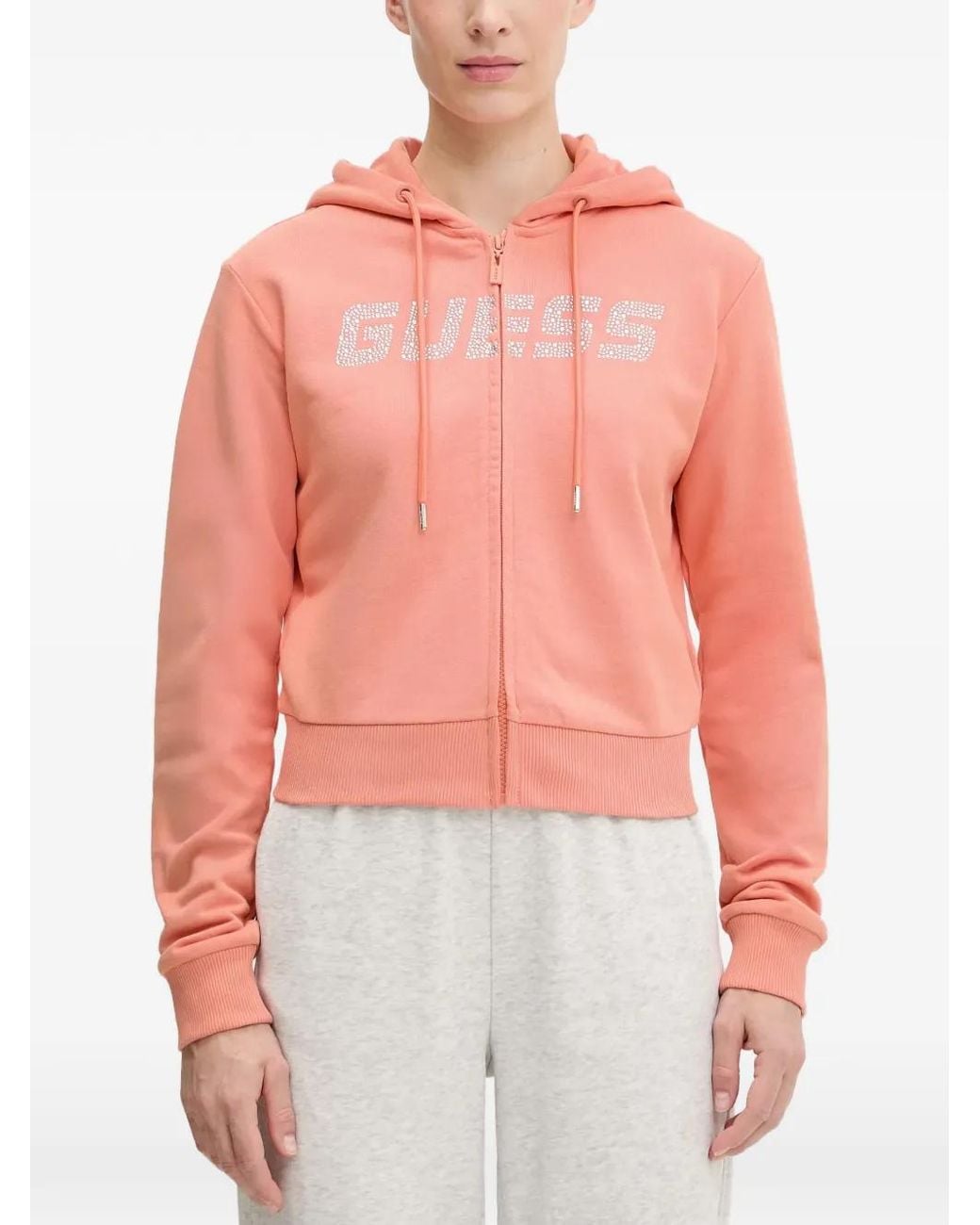 Guess Red Logo-Embellished Hoodie