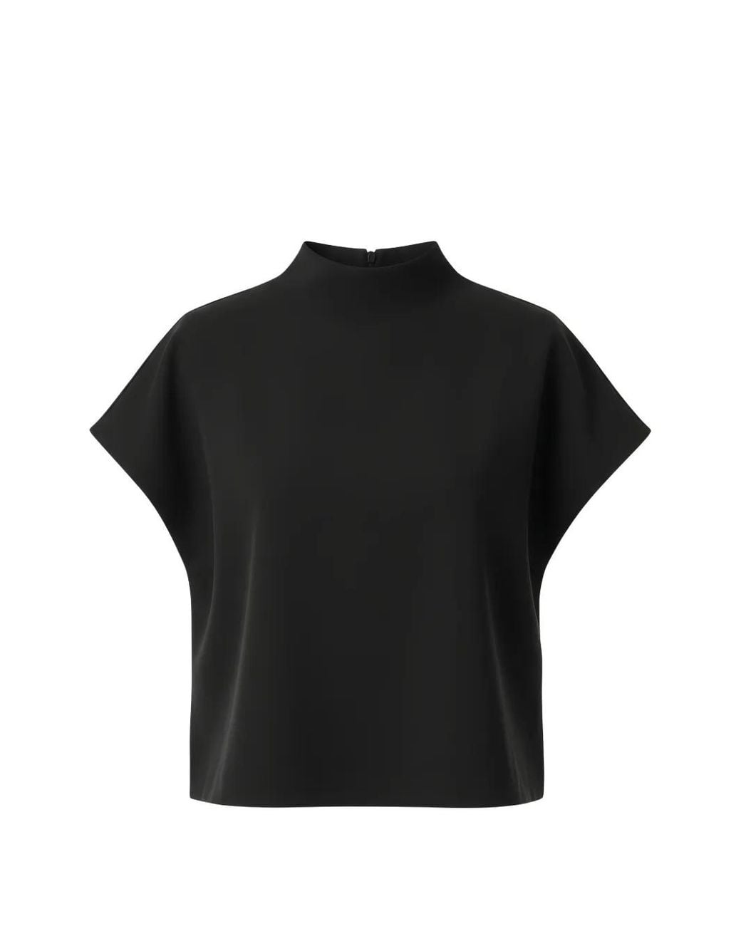 Ralph Lauren Black High-Neck Short-Sleeve Blouse