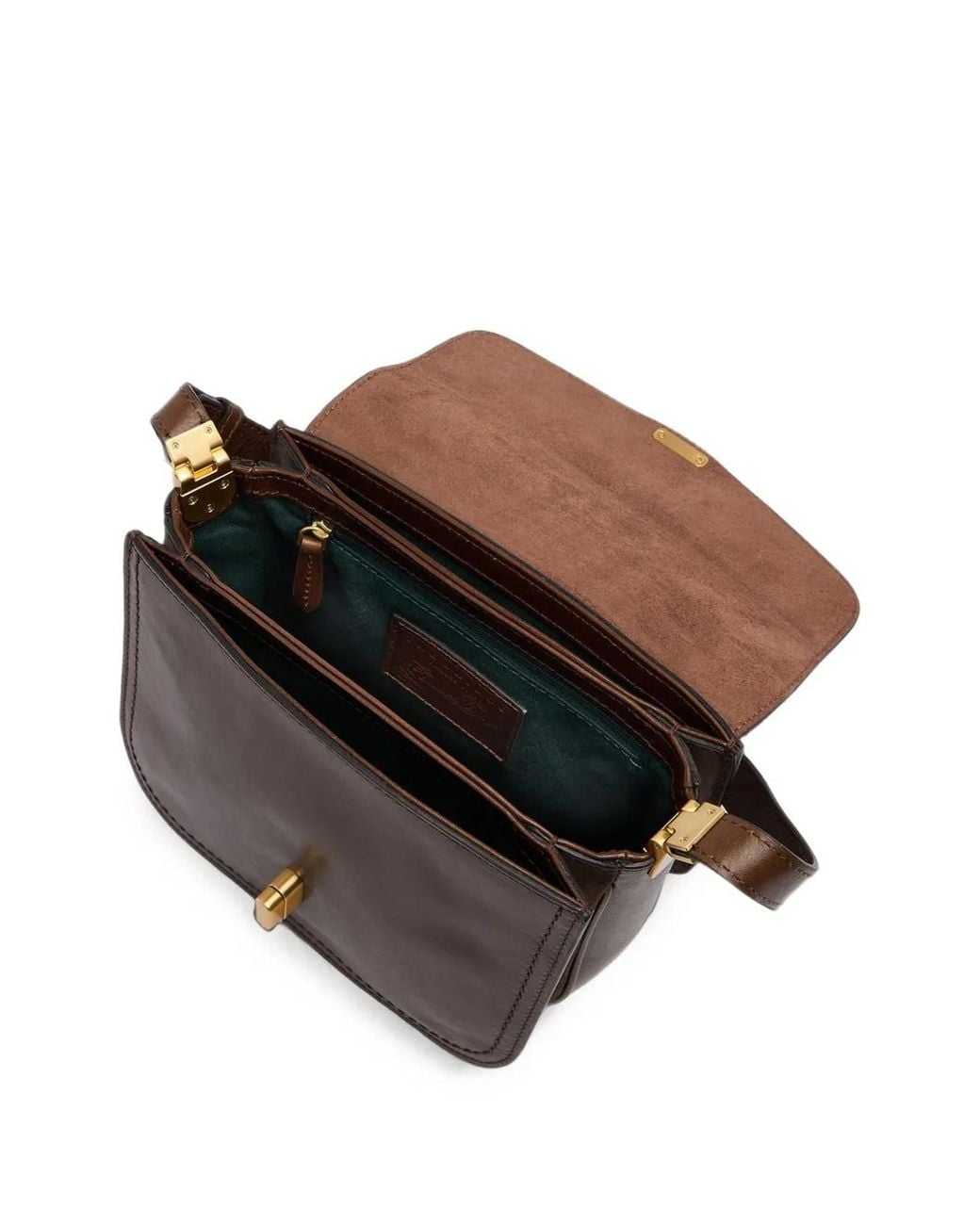 The Bridge Brown Twist-Lock Leather Cross Body Bag