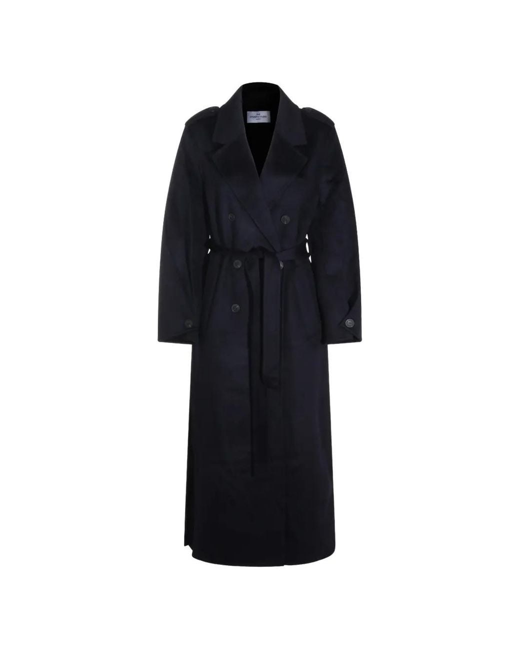 The Dynamis Studio Black Double-Breasted Belted Coat