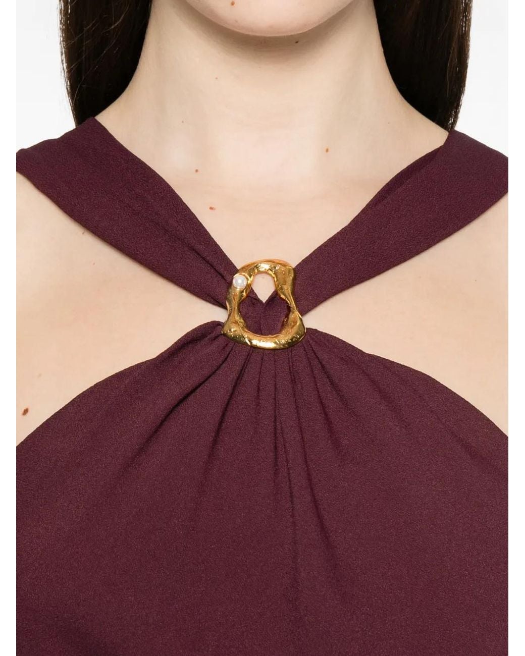 Forte_forte Purple Ring-Detail Halterneck Maxi Dress