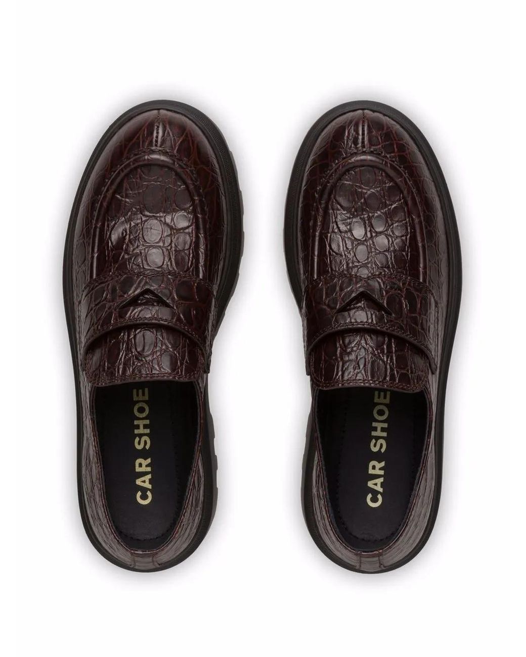 Car Shoe Black Crocodile Effect Moccasins