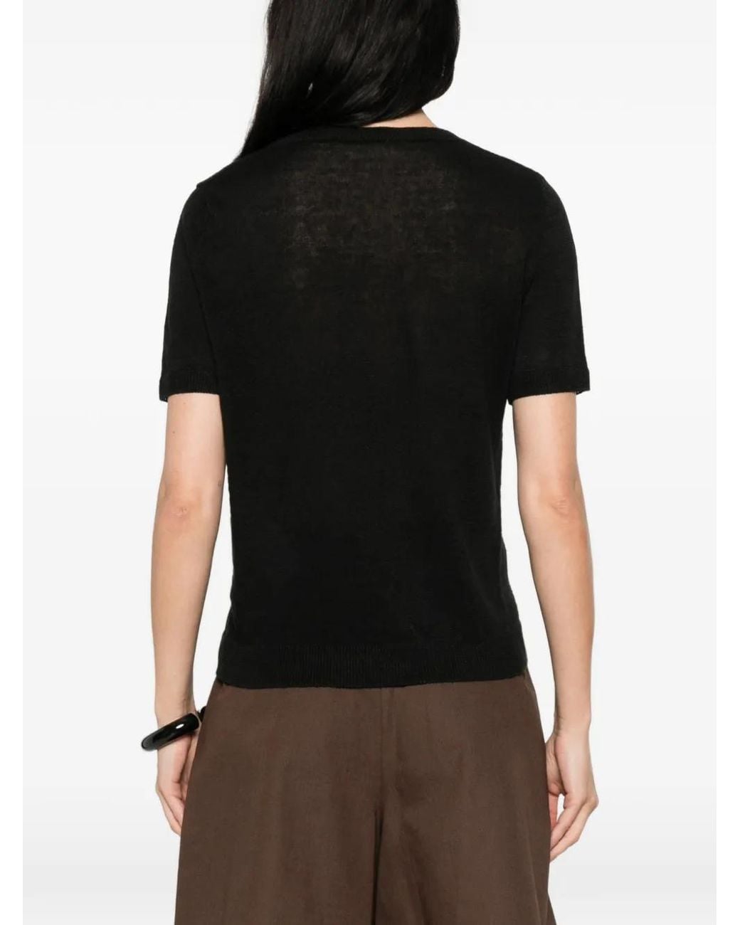 Weekend by Maxmara Black Pancone Crew Neck Top