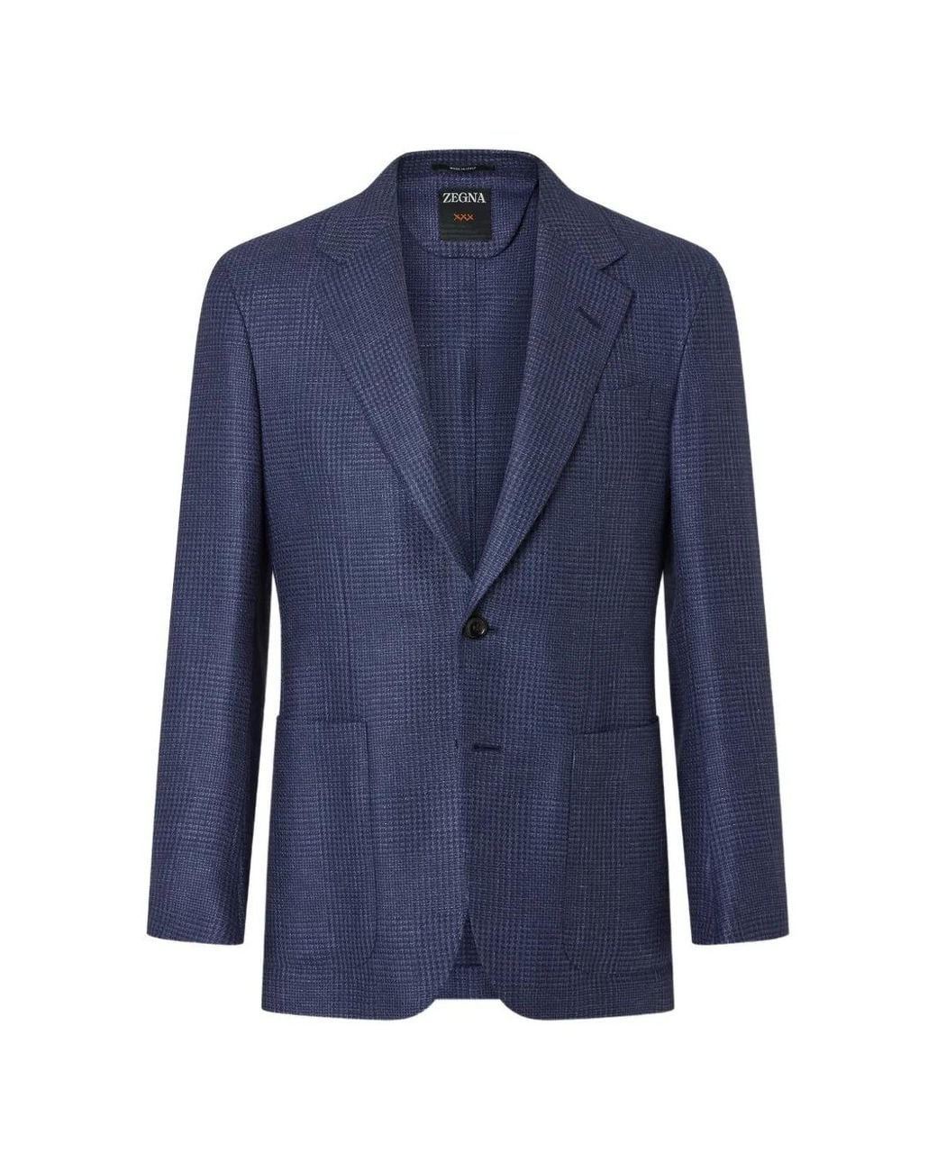 Zegna Blue Checked Blazer for men
