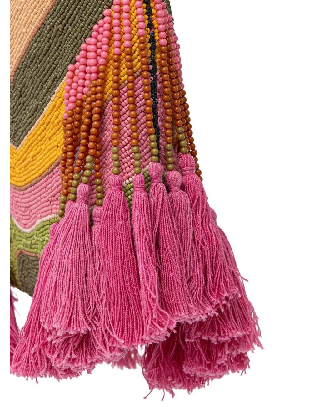 Never Fully Dressed White Beaded Tassel Tote Bag