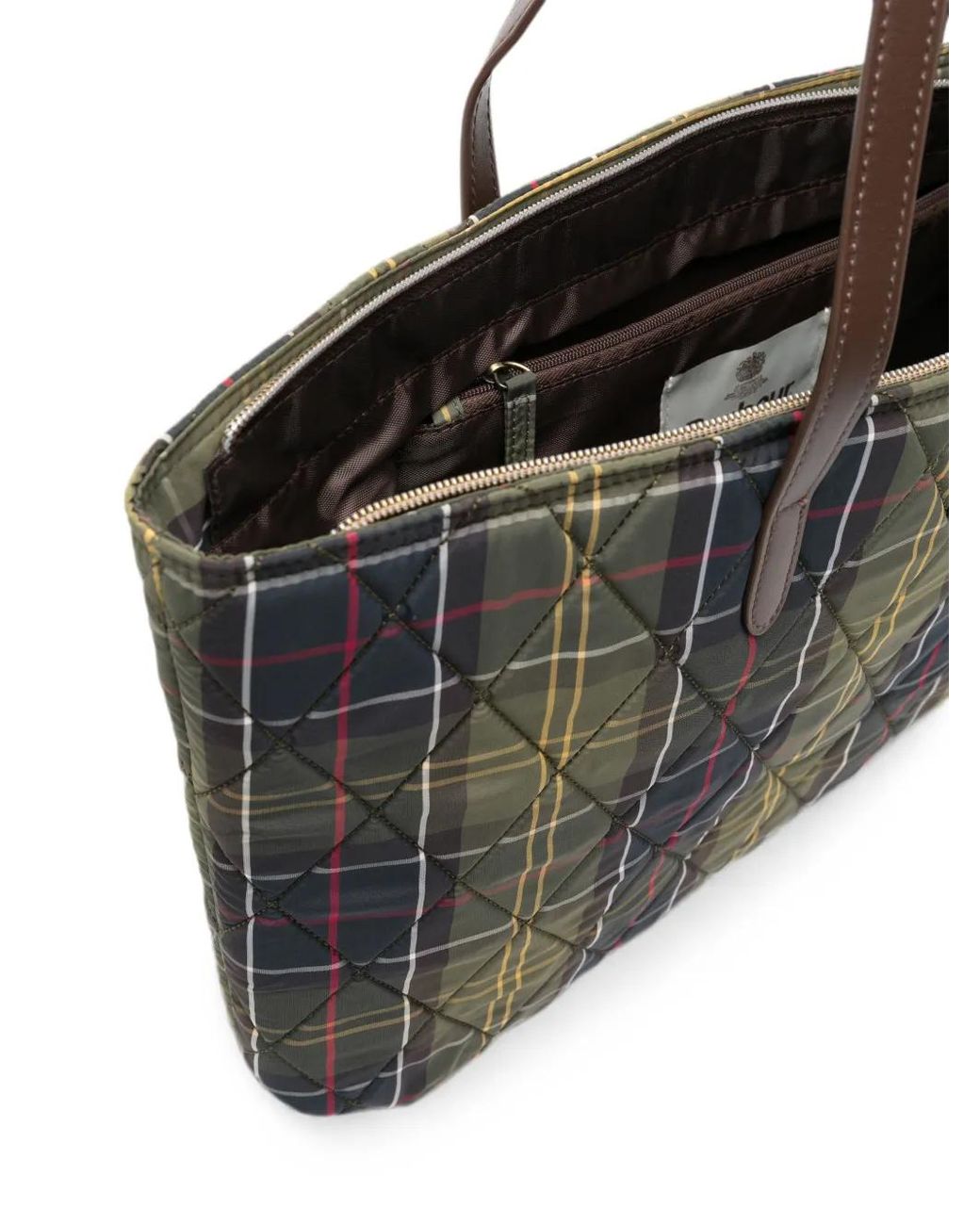 Barbour Black Wetherham Quilted Tartan-Pattern Tote Bag