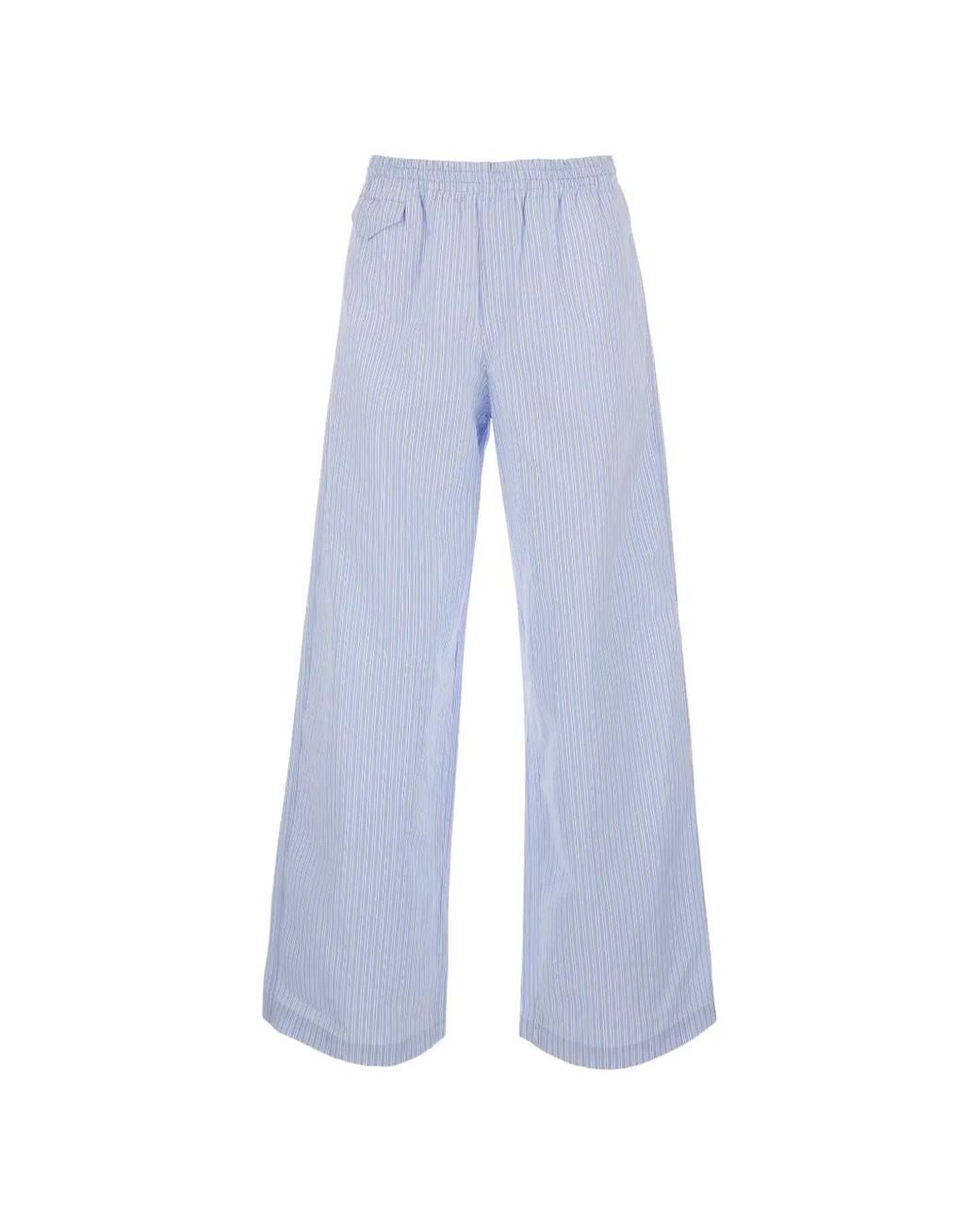 A.P.C. Blue Striped Wide-Leg Trousers for men