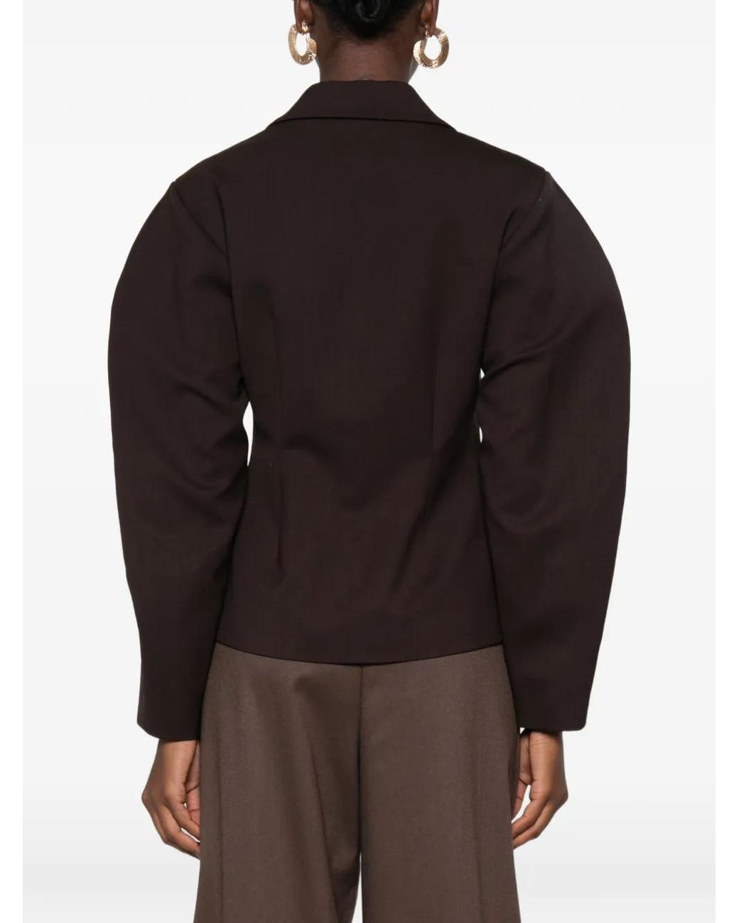P.A.R.O.S.H. Black Puff-Sleeve Peak-Lapel Blazer