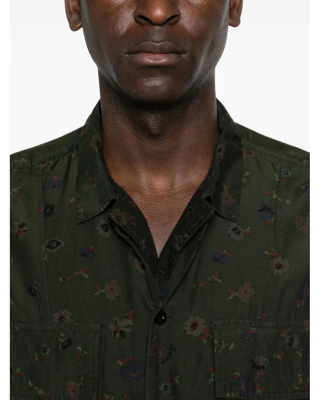 Sacai Black Floral-Print Shirt for men