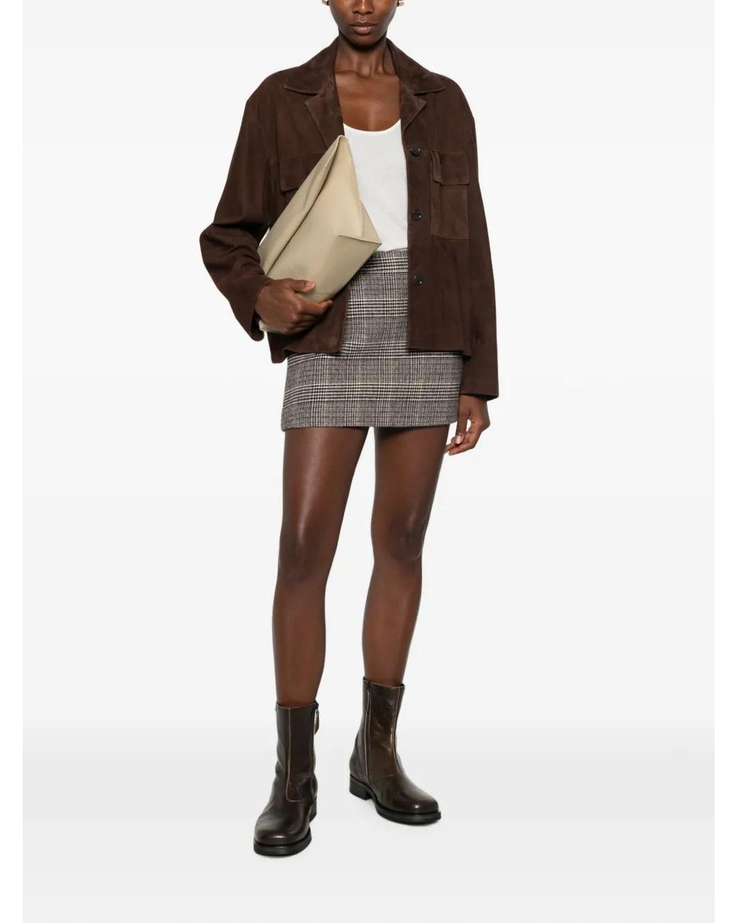 Ermanno Scervino Gray Check-Pattern Mini Skirt