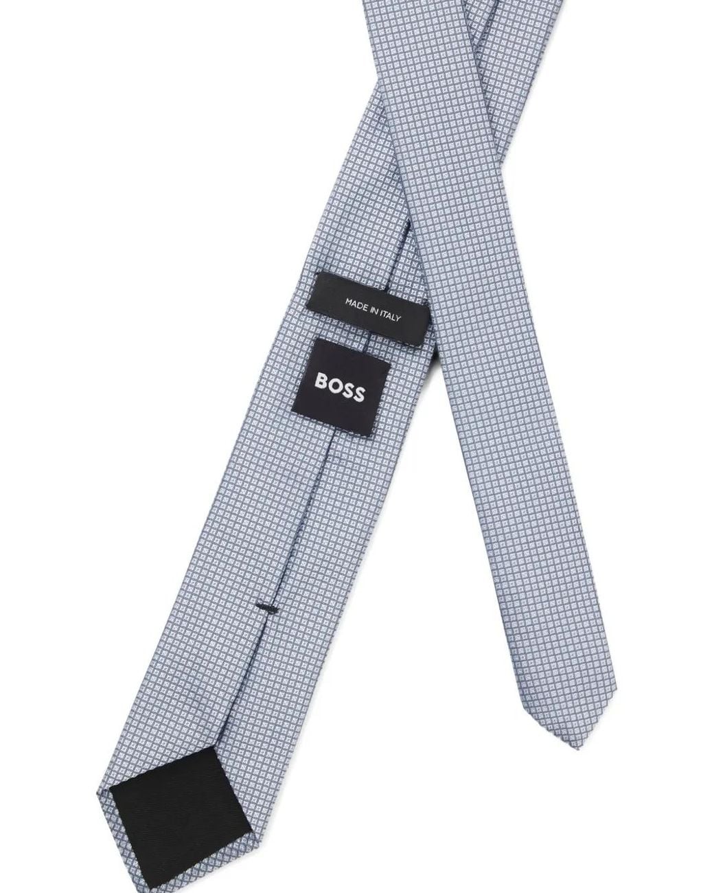 Boss White Silk-Blend Tie With Jacquard Pattern for men