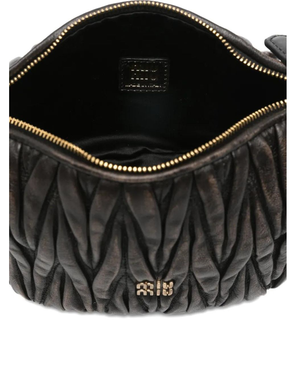 Miu Miu Black Mini Matelassé Logo-Detail Shoulder Bag