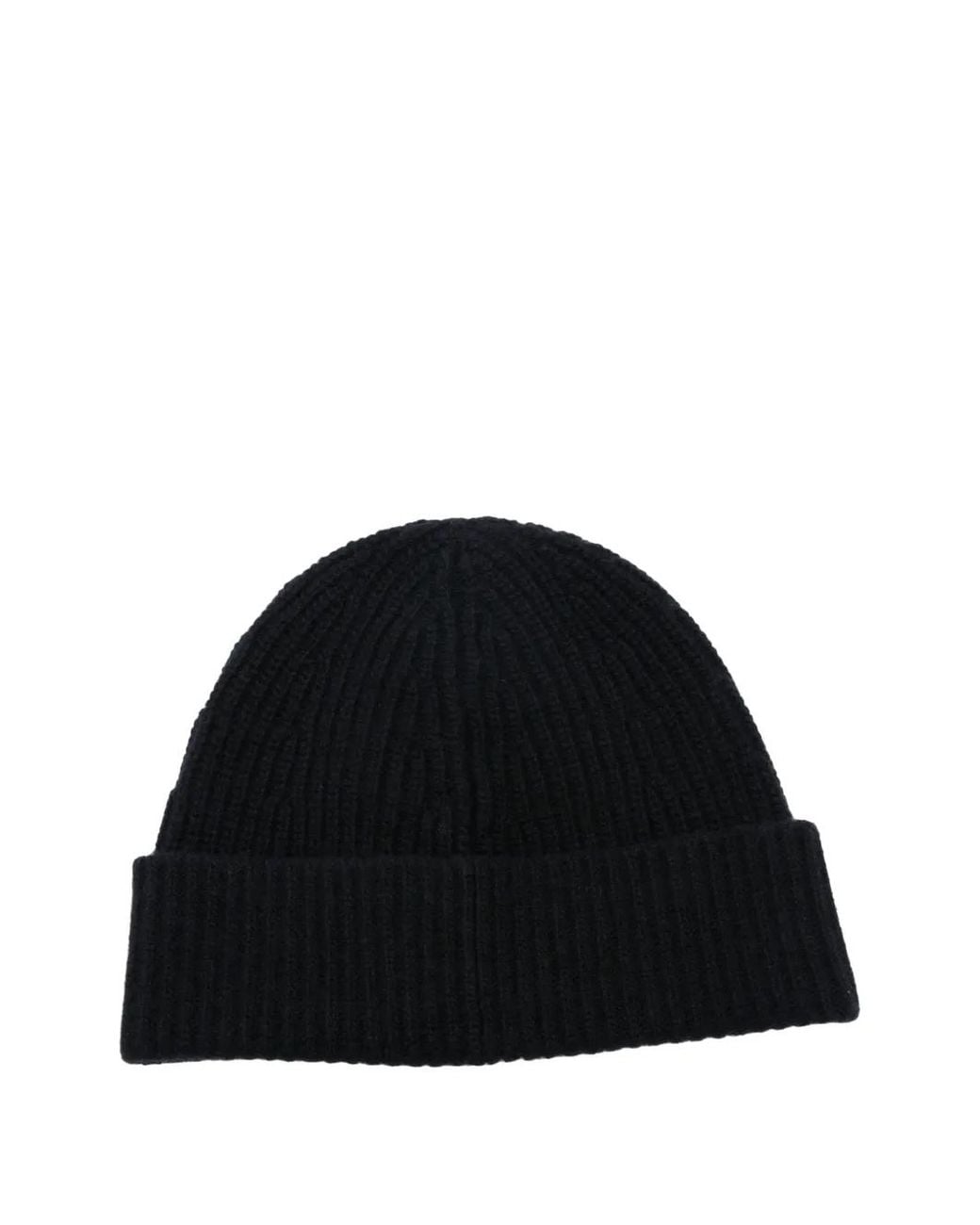 Lacoste Black Logo-Patch Ribbed Beanie Hat