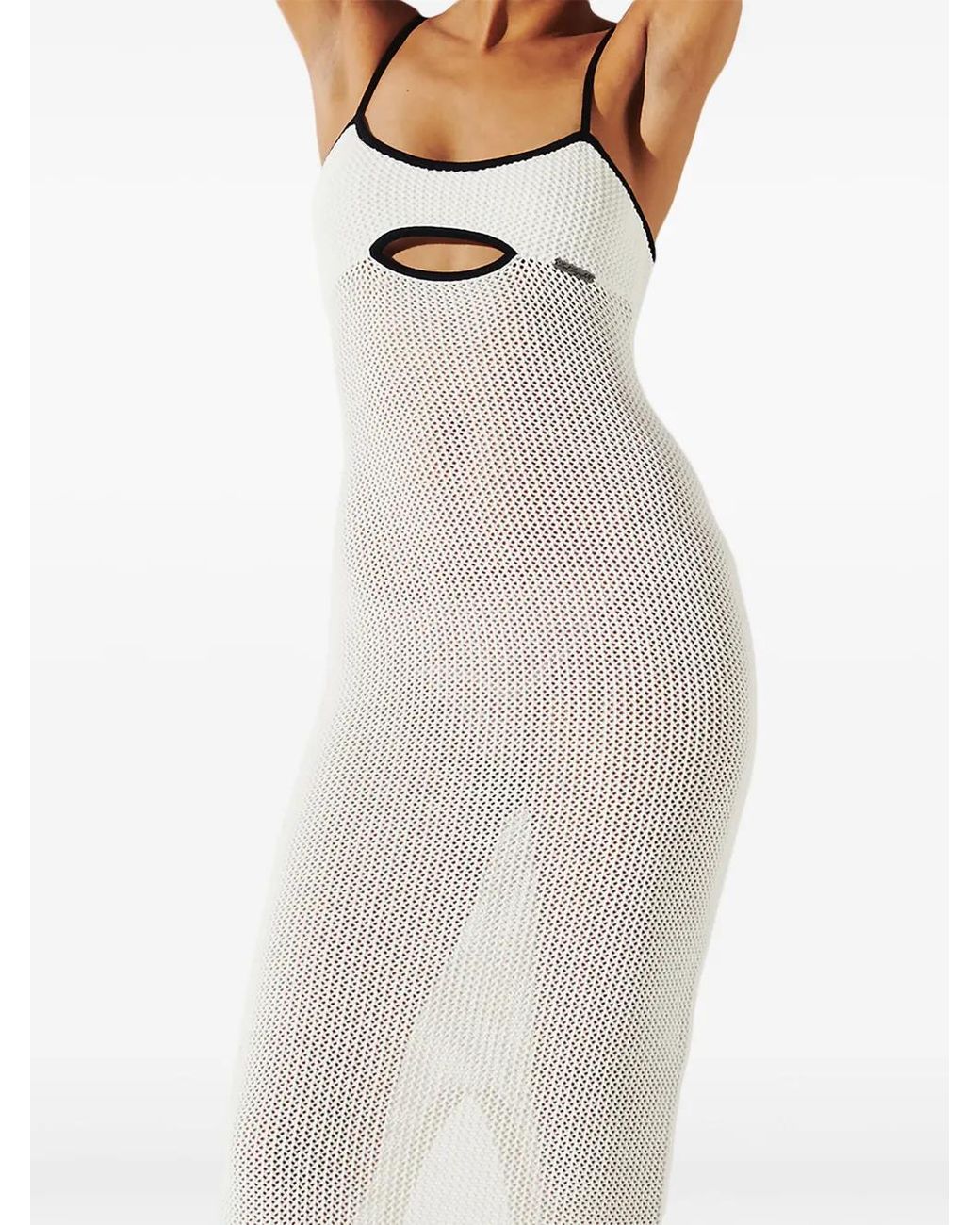 Karl Lagerfeld White Crochet Sheer Beach Dress