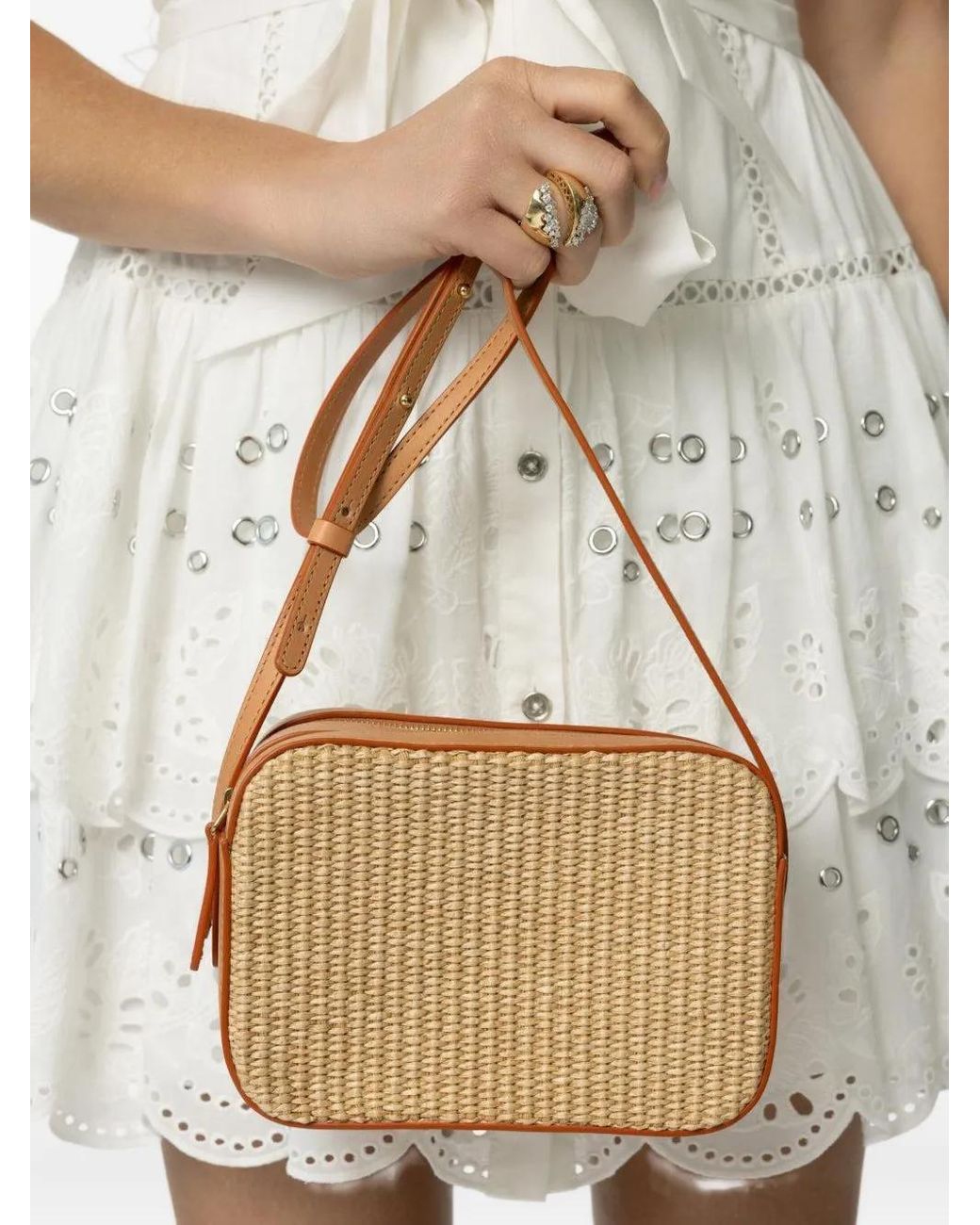 Mansur Gavriel Natural Camera Woven Leather Bag