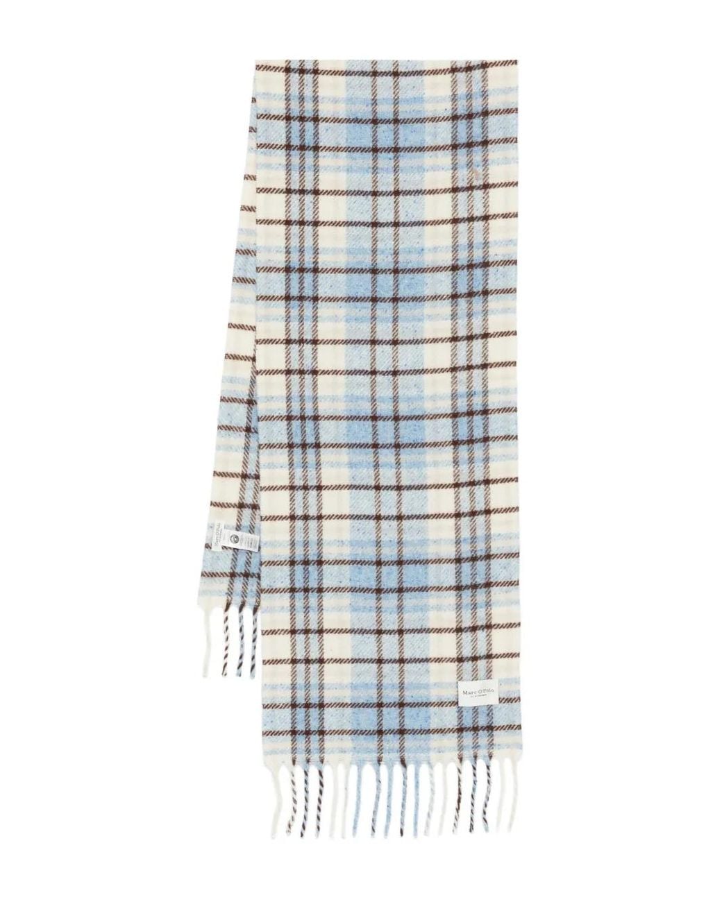 Marc O' Polo White Checked Fringed Scarf