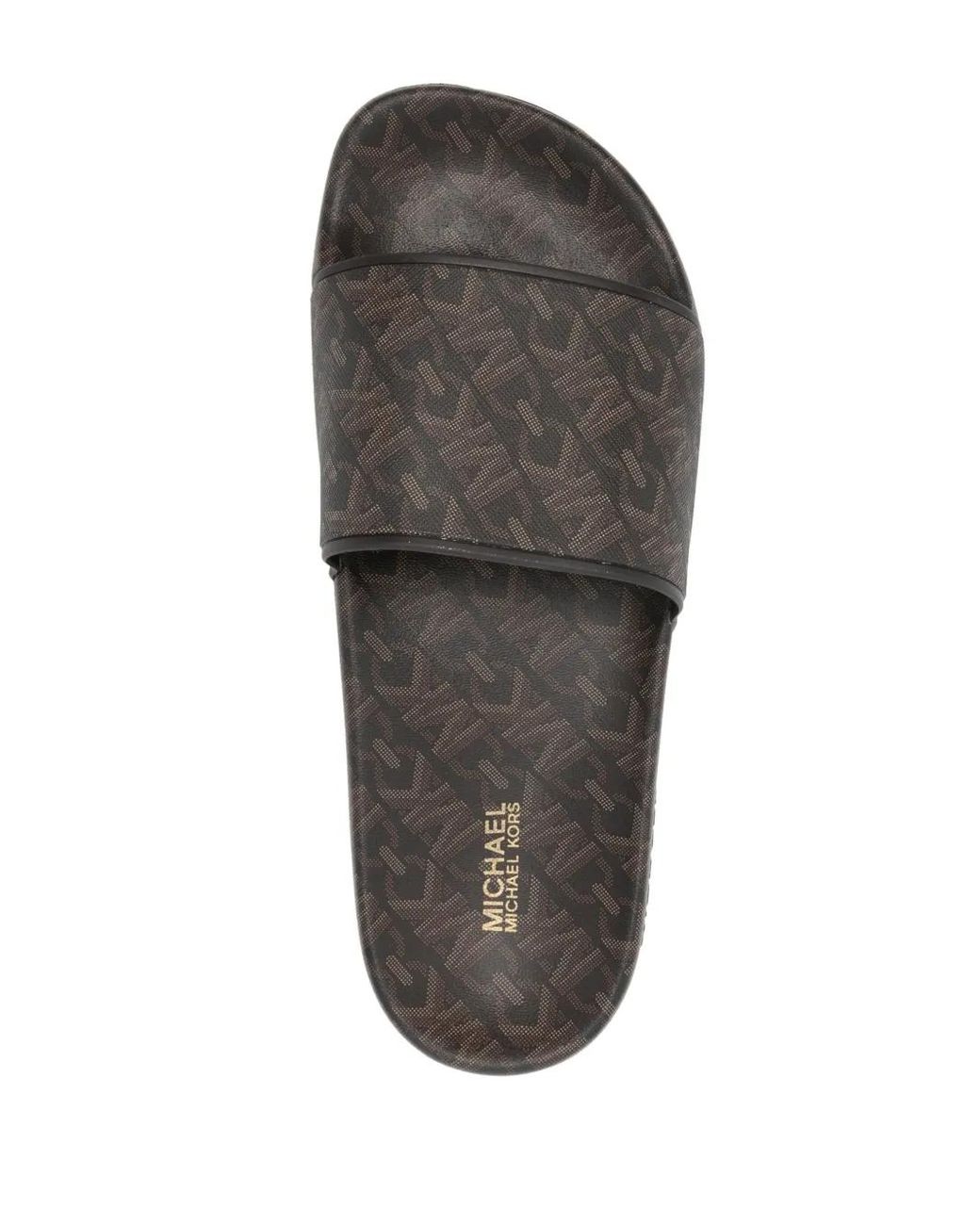 MICHAEL Michael Kors Gray Gilmore Logo-Print Slides