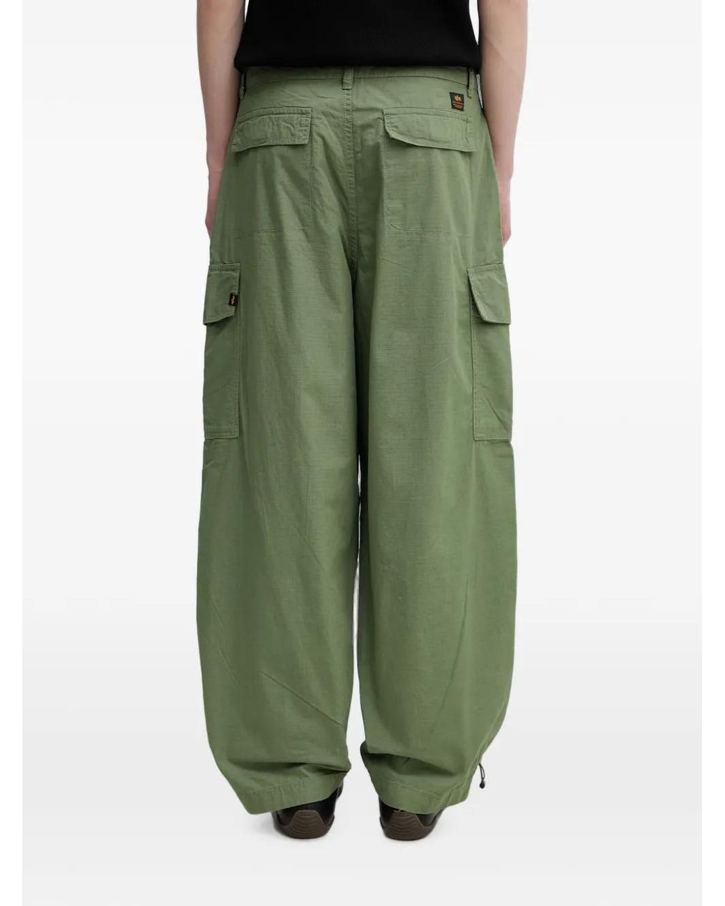 Alpha Industries Green Ripstop Wide-Leg Trousers for men