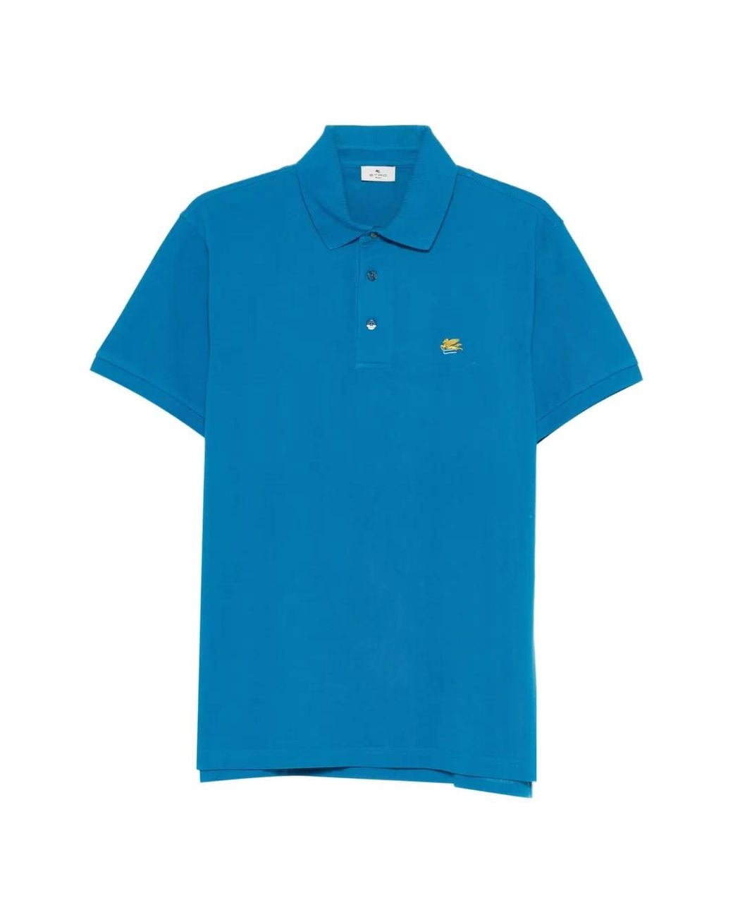 Etro Blue Embroidered Polo Shirt for men