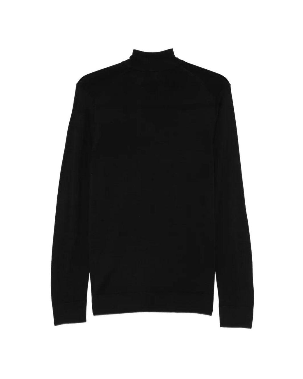 Sunspel Black Quarter-Zip Wool Sweater for men