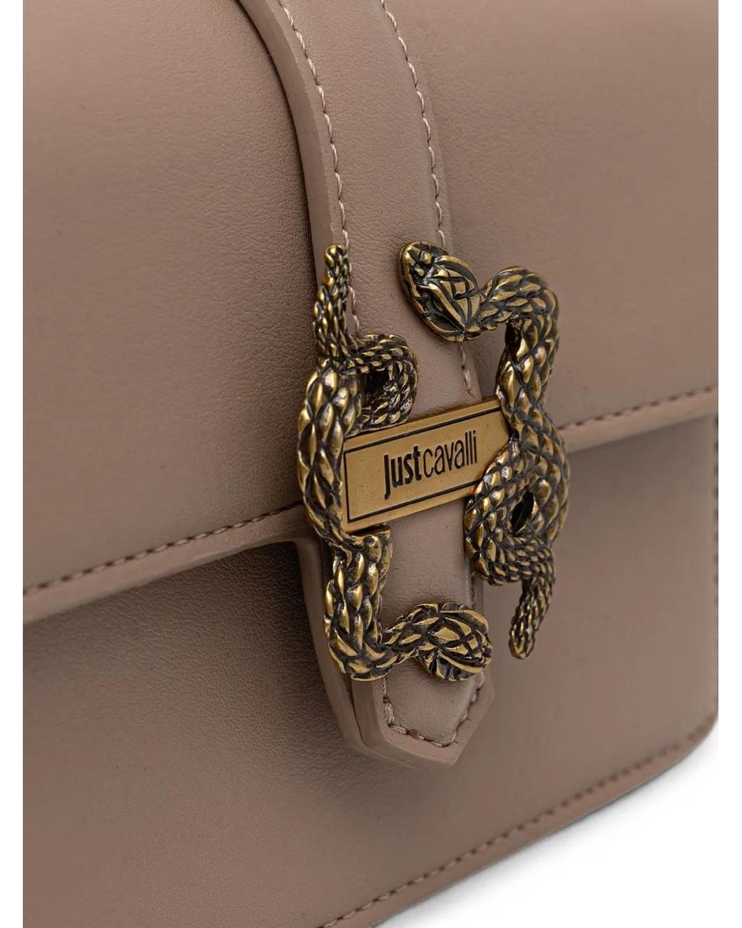 Just Cavalli Brown Snake-Plaque Mini Bag