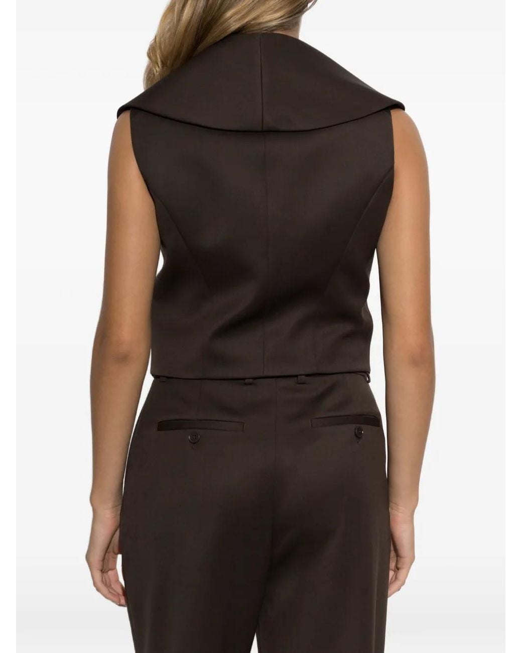 McQueen Black Ruffled-Collar Wool Waistcoat