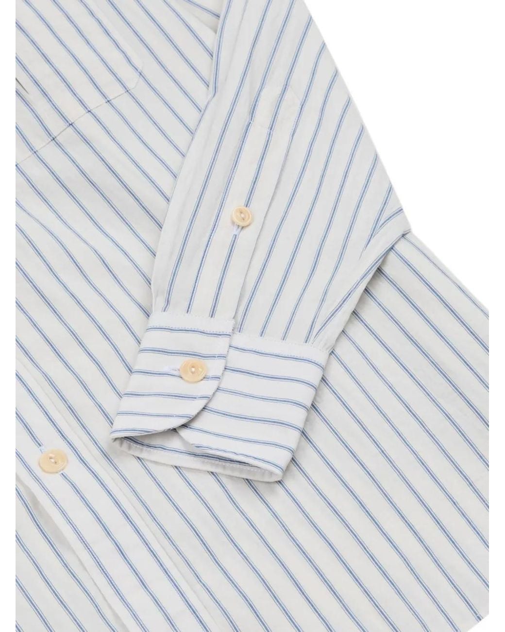 Drake's White Halo Stripe Long Point-Collar Shirt for men