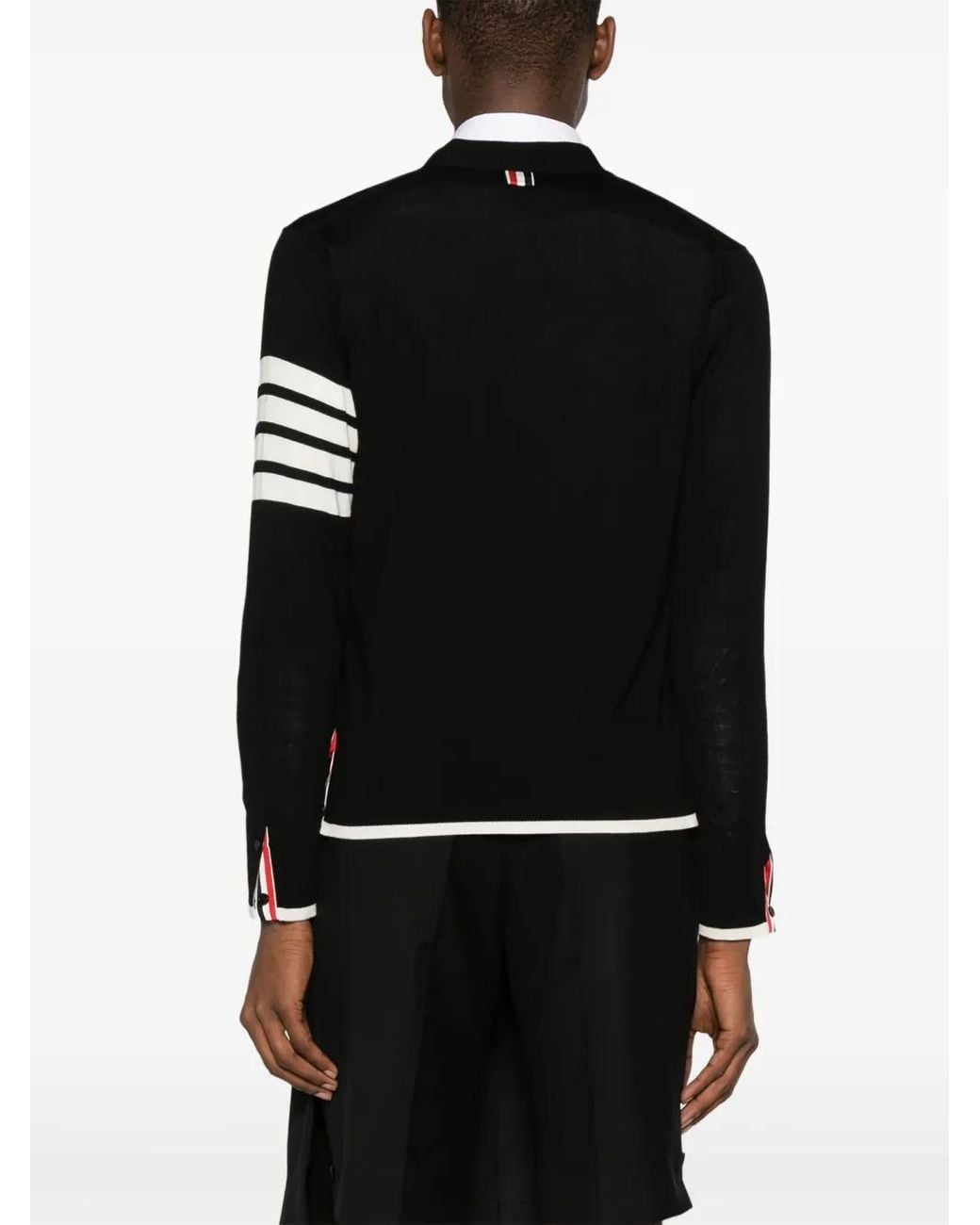 Thom Browne Black Virgin Wool Cardigan For for men