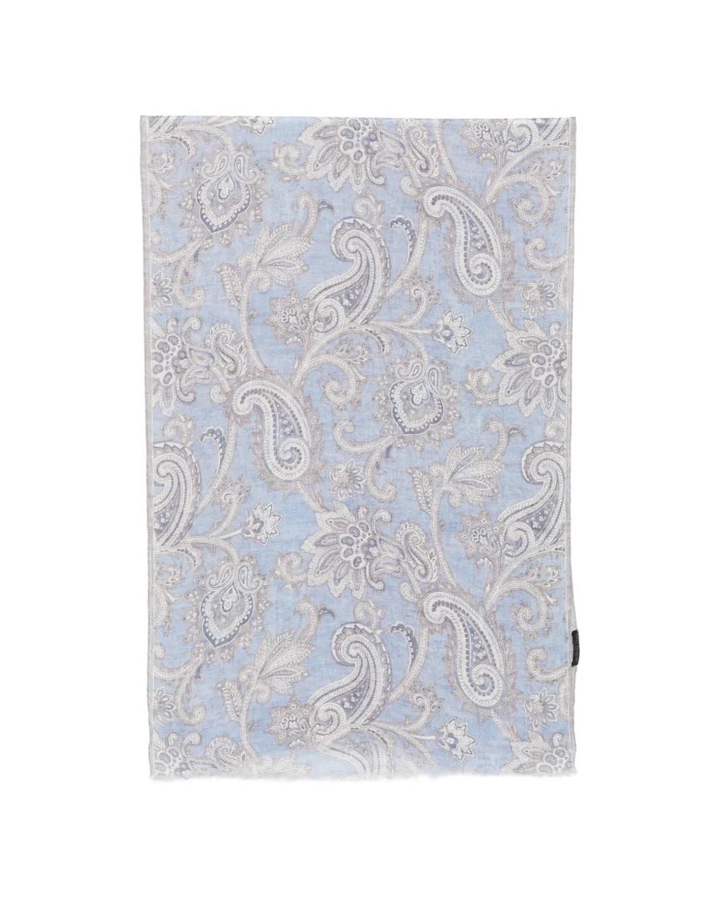 Dell'Oglio Gray Paisley-Print Frayed Scarf for men