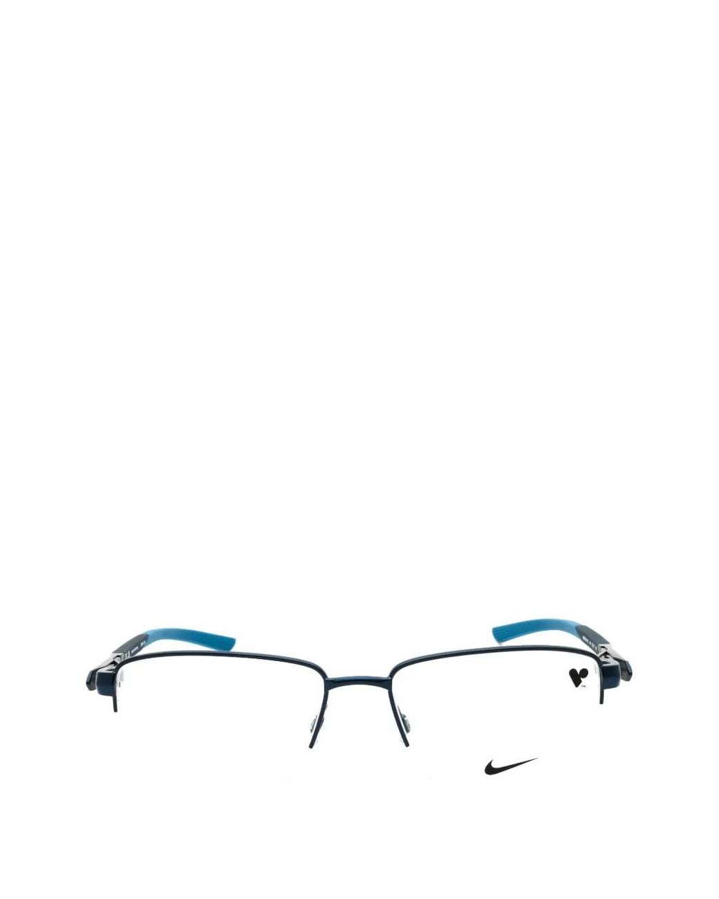 Nike White Rectangle-Frame Semi-Rimless Glasses for men