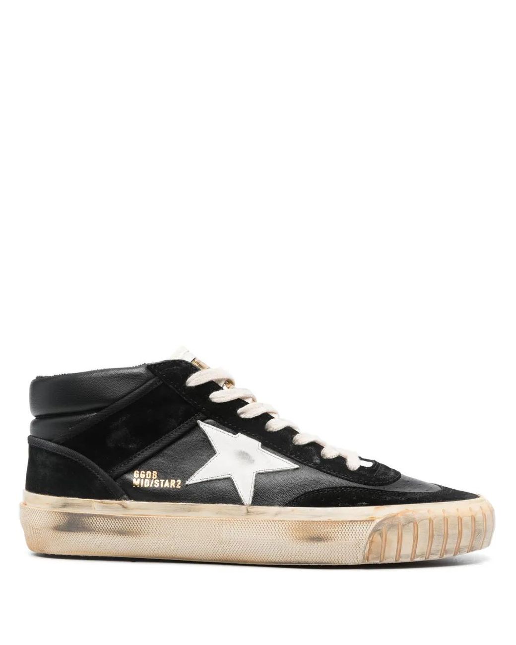 Golden Goose Deluxe Brand Black Mid-Star Leather Sneakers for men
