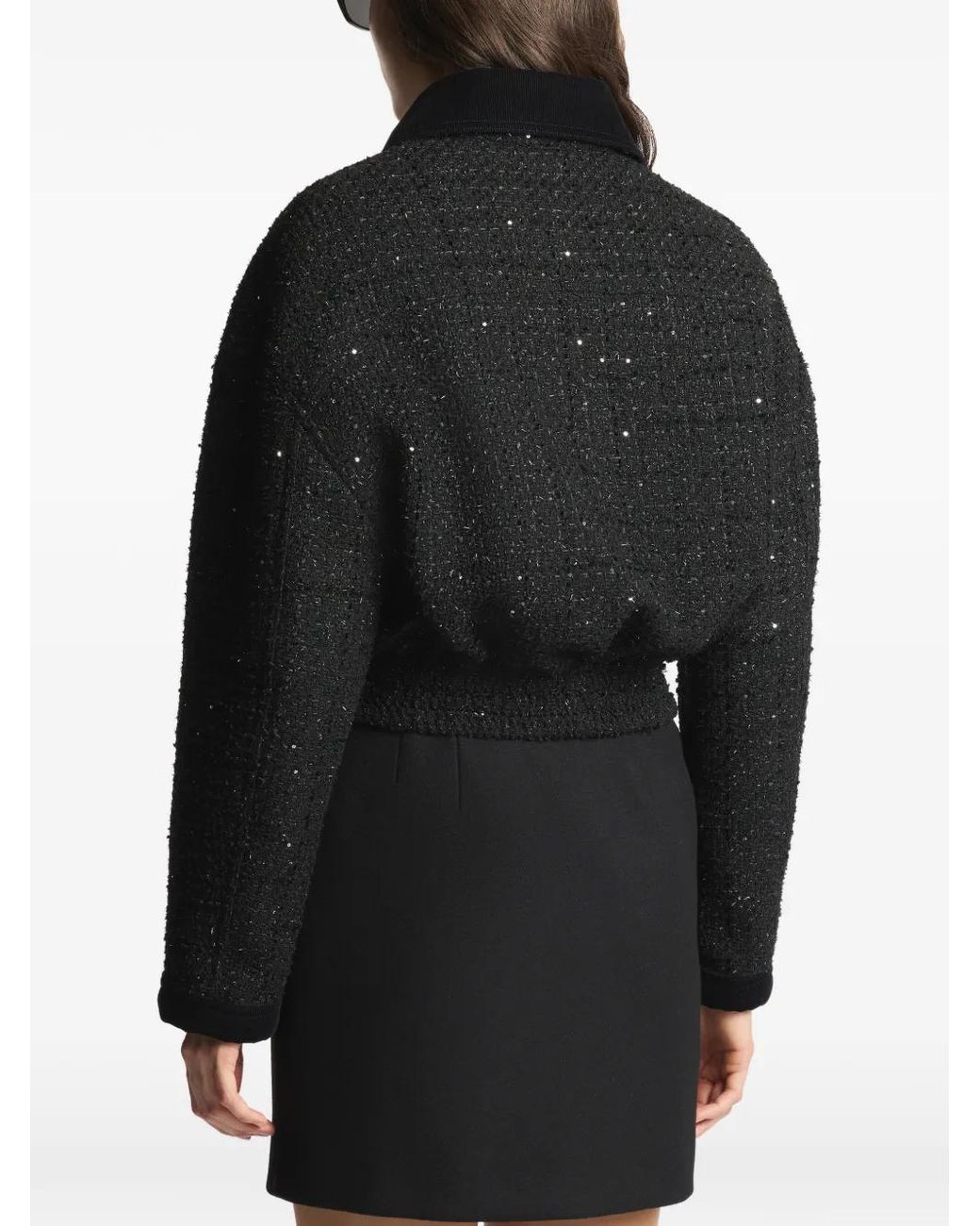 Fay Black 3-Ganci Sequin-Embellished Jacket
