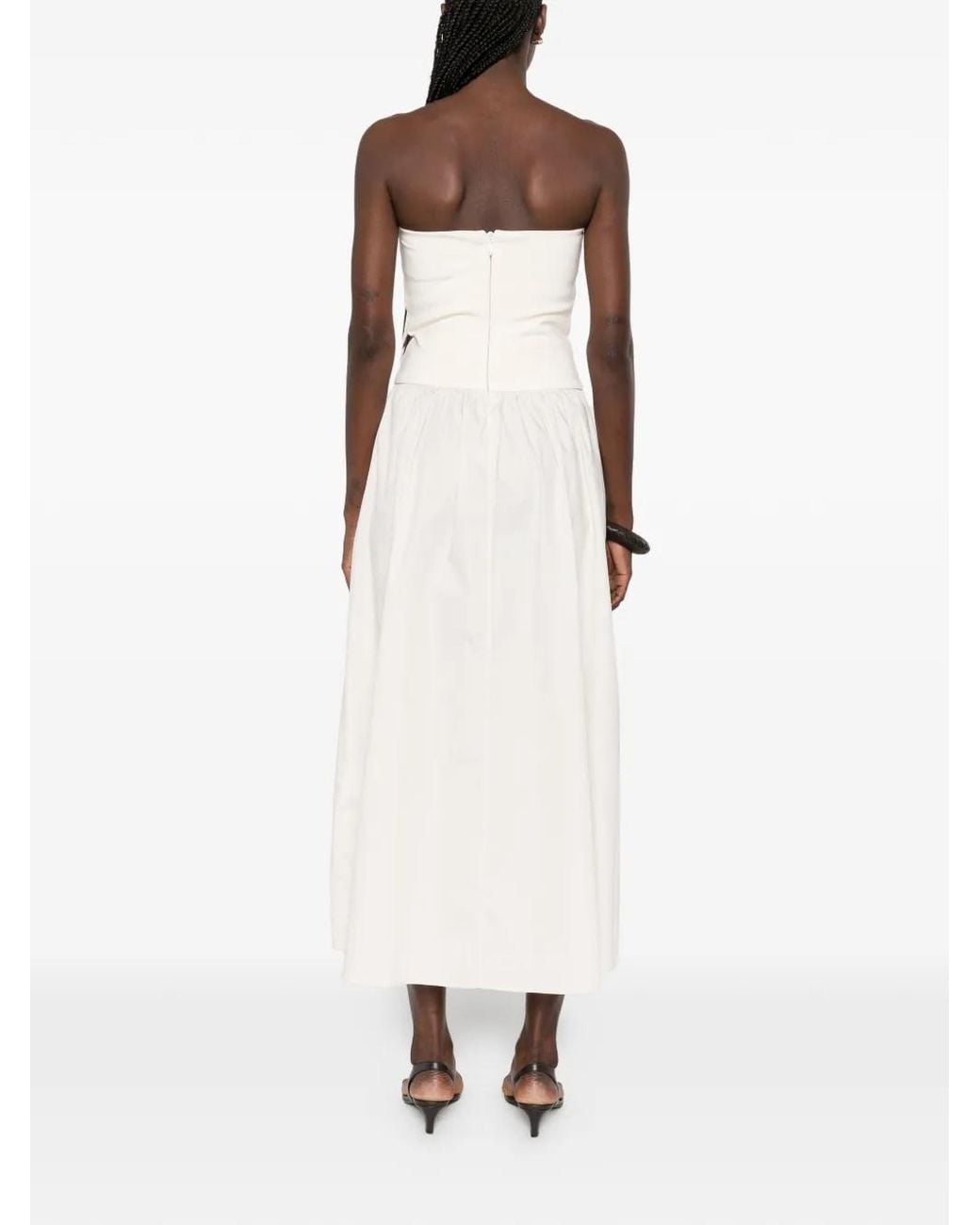 Esse Studios Strapless Midi-Jurk Met Split in het White