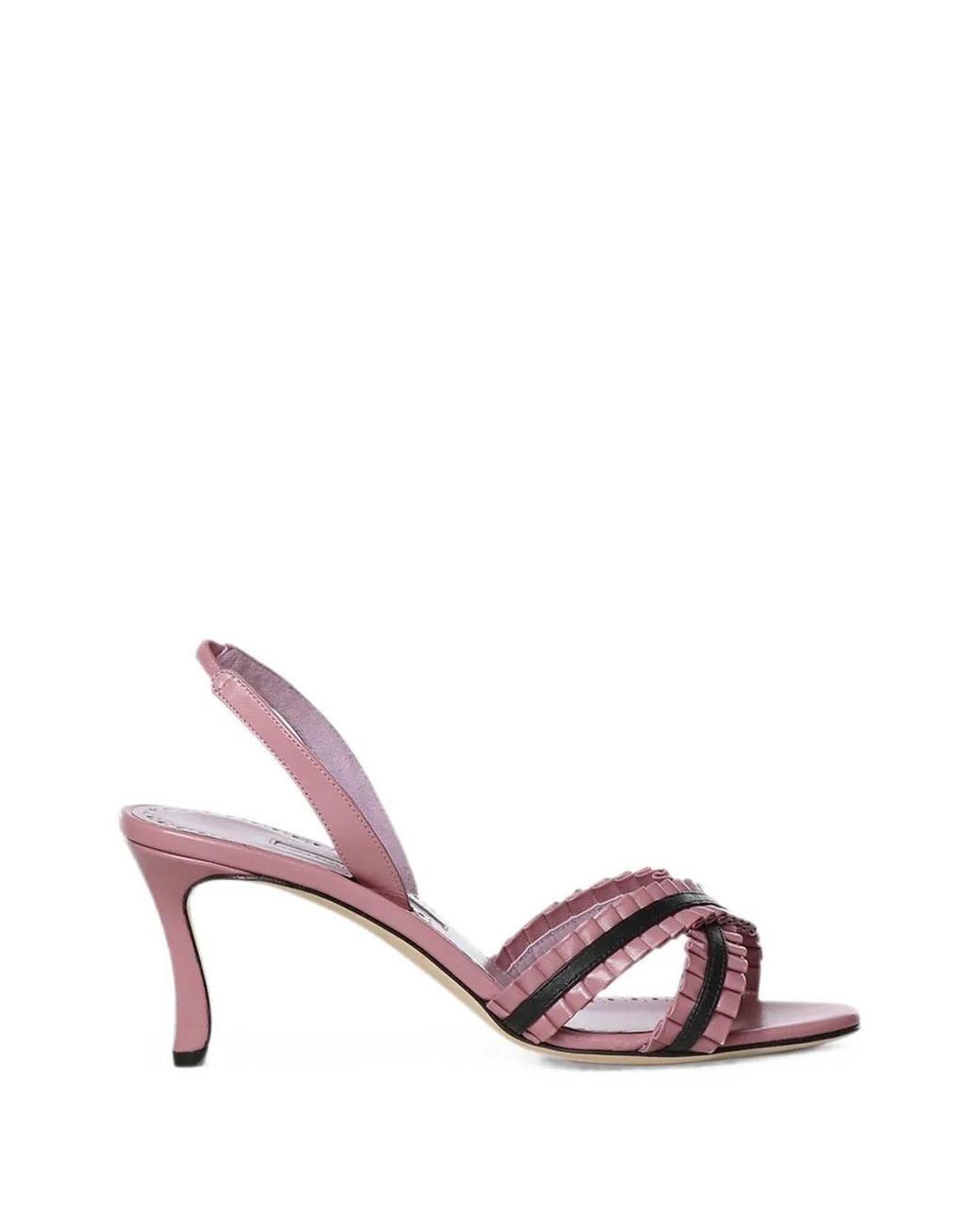 Manolo Blahnik Pink Volusan Ruffled Slingback Sandals