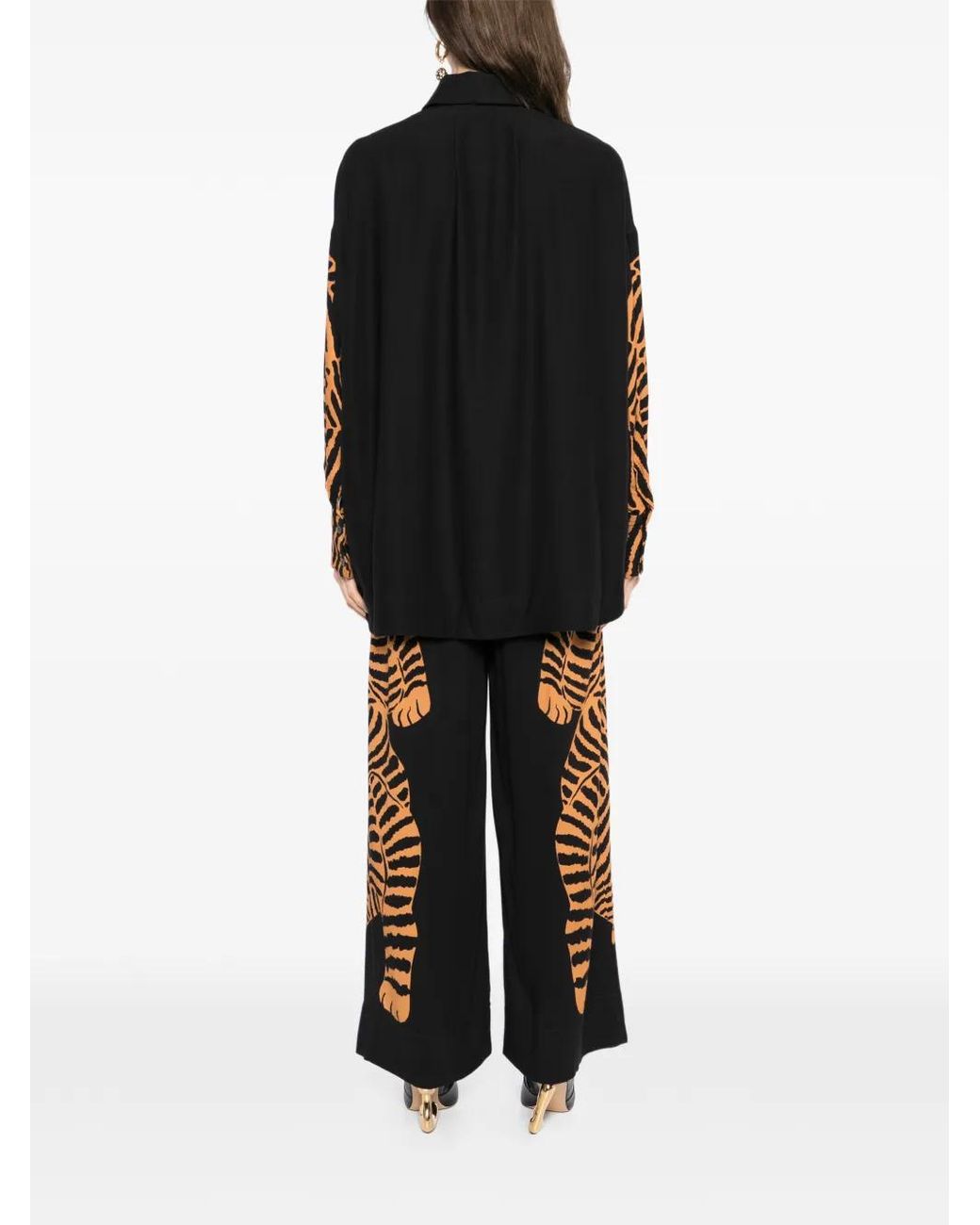 Farm Rio Black Tiger-Print Shirt