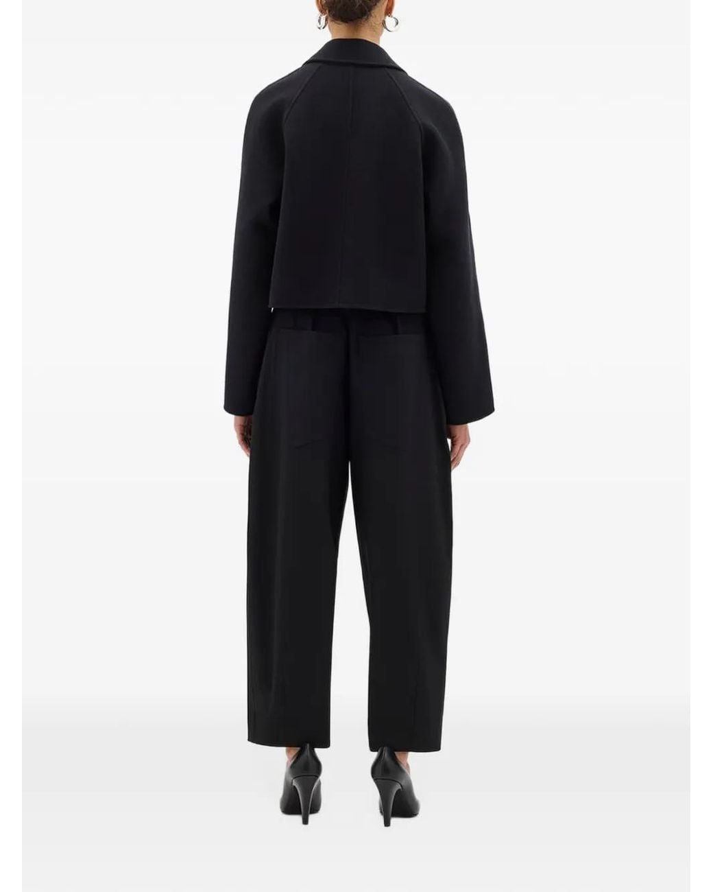 Another Tomorrow Black Double Face Cropped Jacket